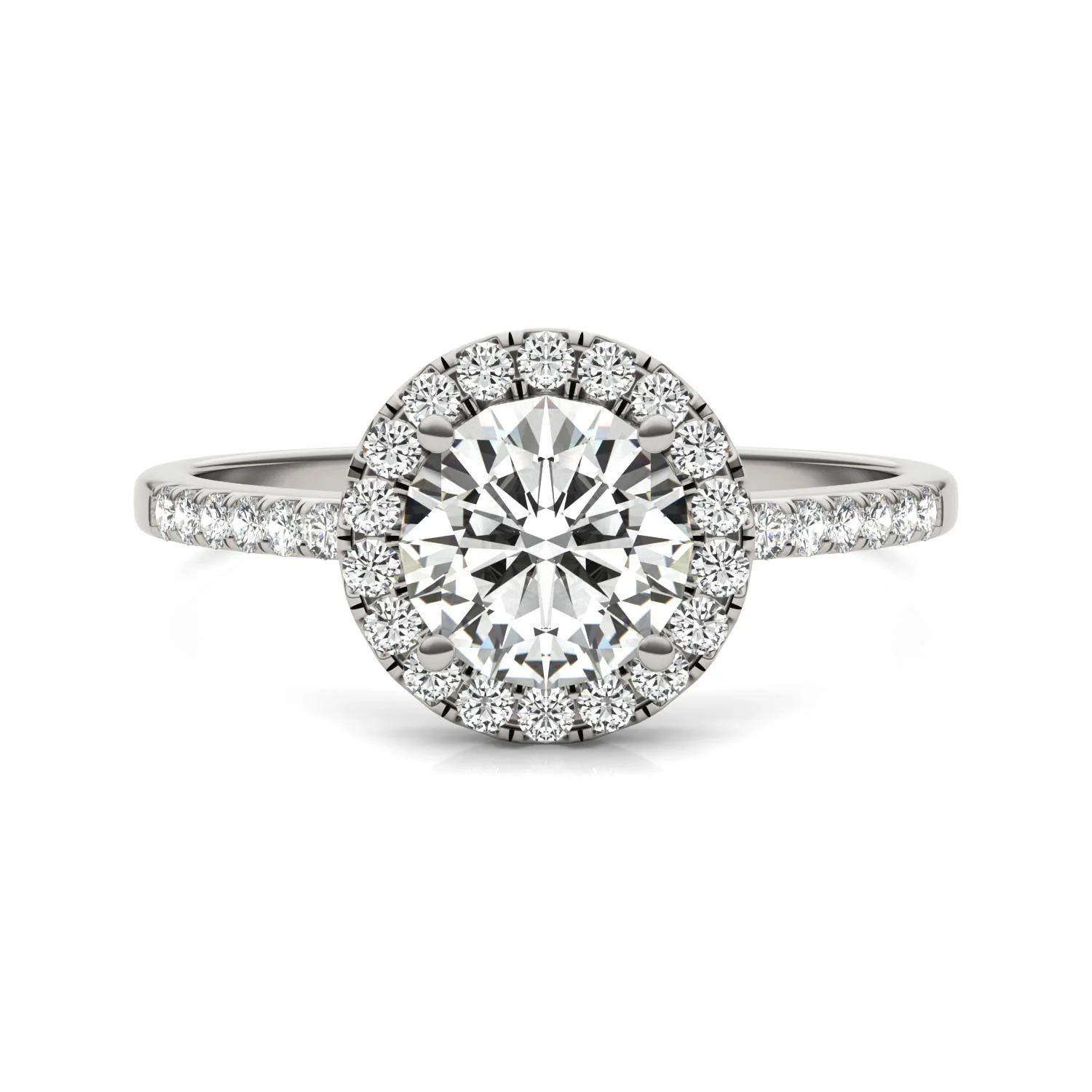 1.30 CTW DEW Round Moissanite Halo Ring in 14K White Gold - Image 4