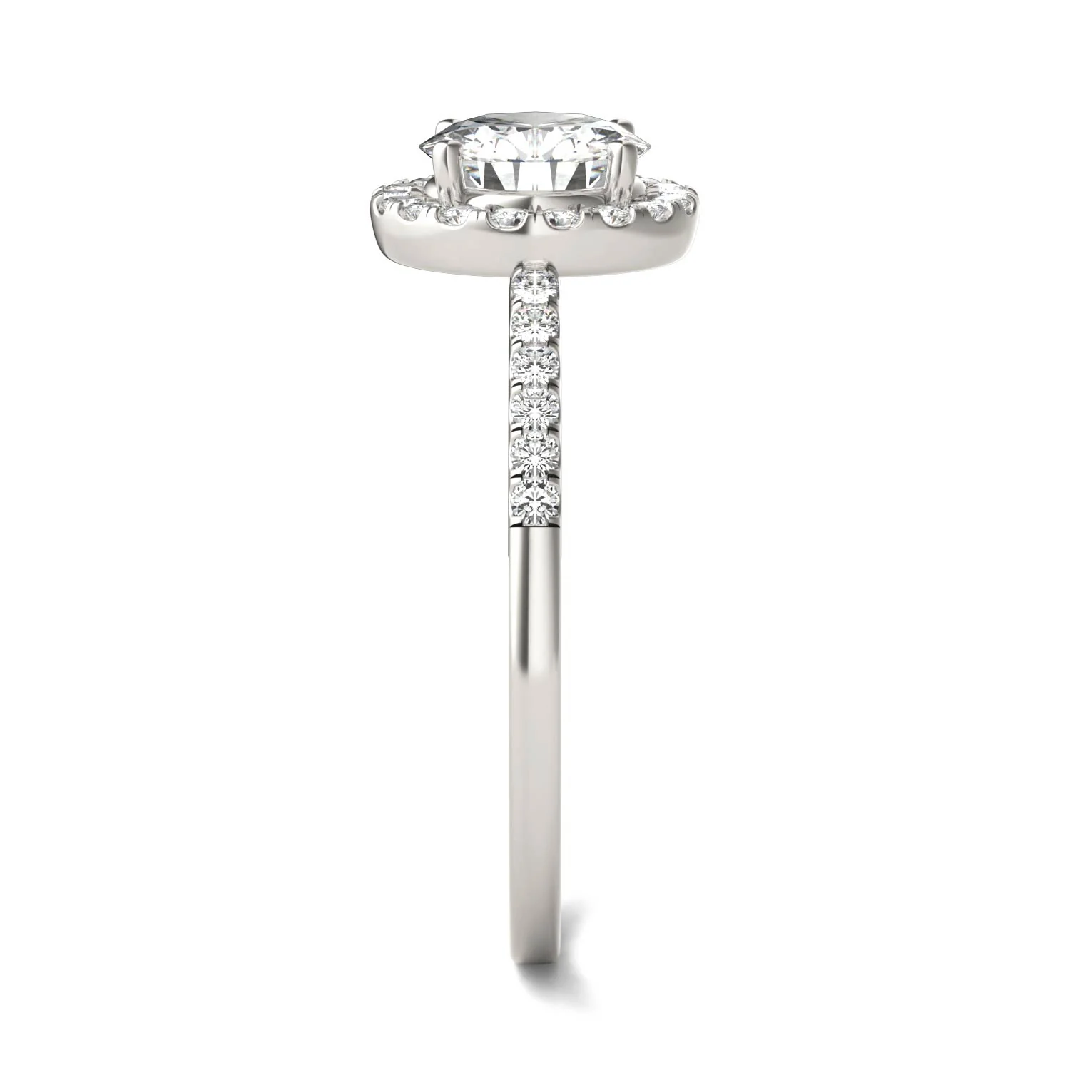1.30 CTW DEW Round Moissanite Halo Ring in 14K White Gold - Image 5