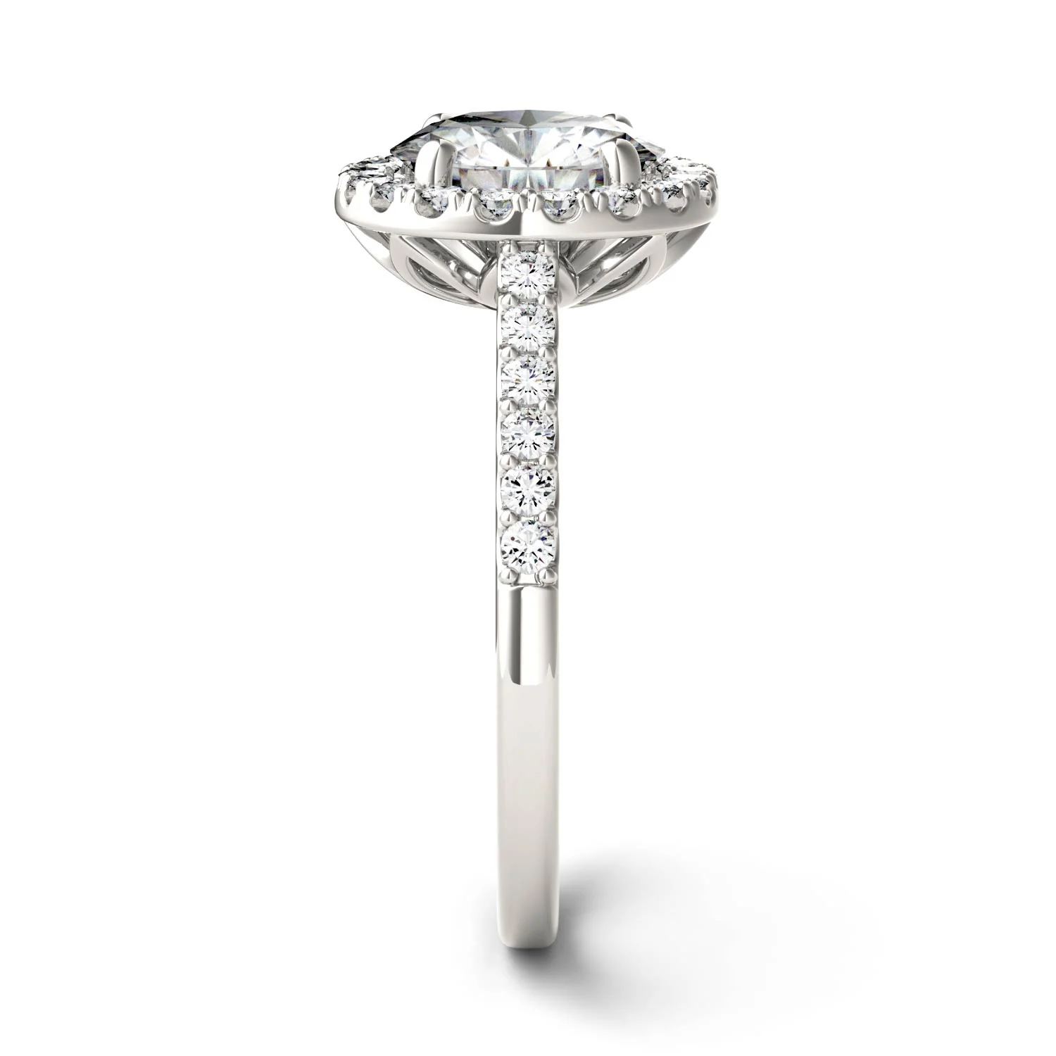2.35 CTW DEW Round Moissanite Halo Ring in 14K White Gold - Image 5