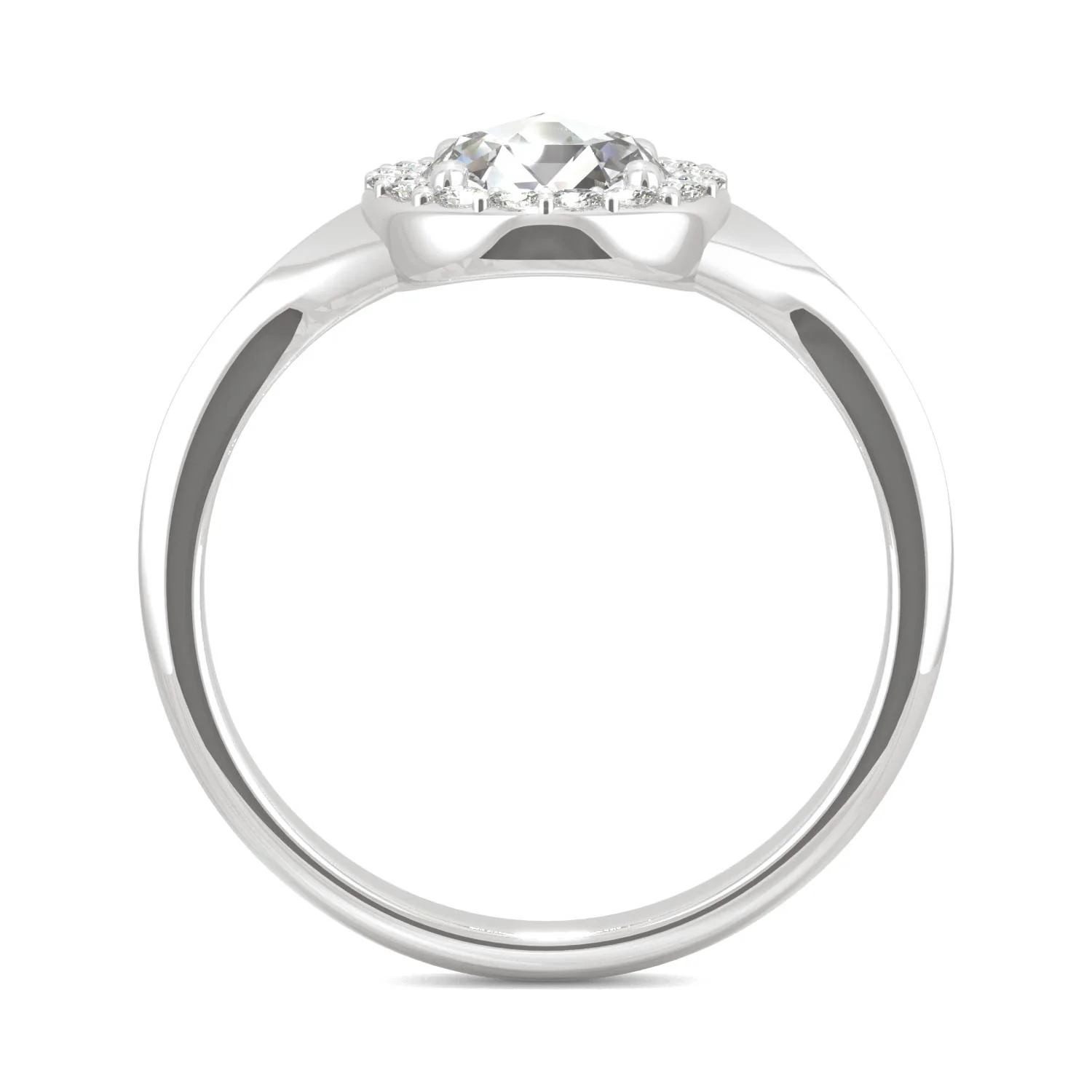 0.60 CTW DEW Round Rose-Cut Moissanite Halo Ring in 14K White Gold - Image 3