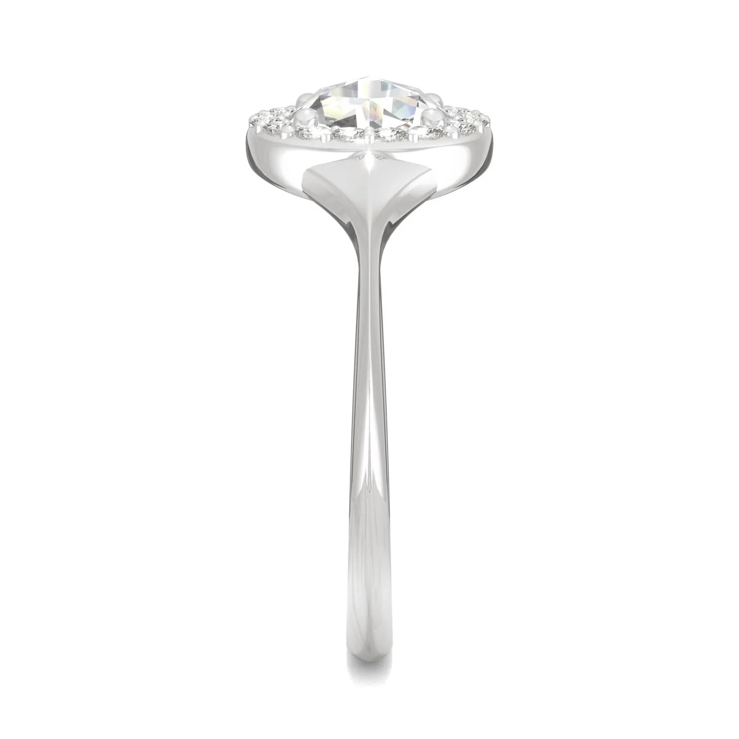 0.60 CTW DEW Round Rose-Cut Moissanite Halo Ring in 14K White Gold - Image 5