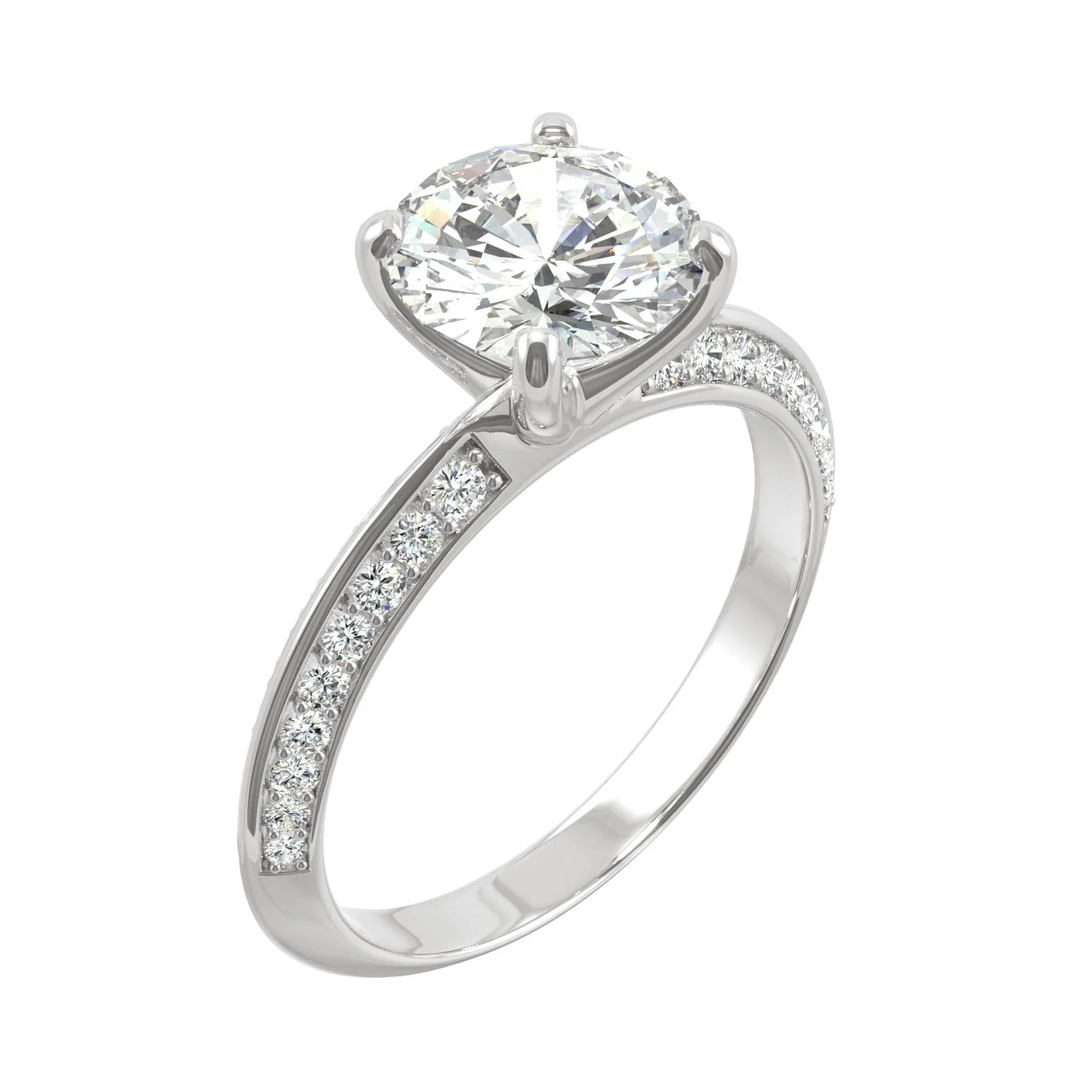 2.26 CTW DEW Round Moissanite Knife-Edge Engagement Ring in 14K White Gold - Image 2