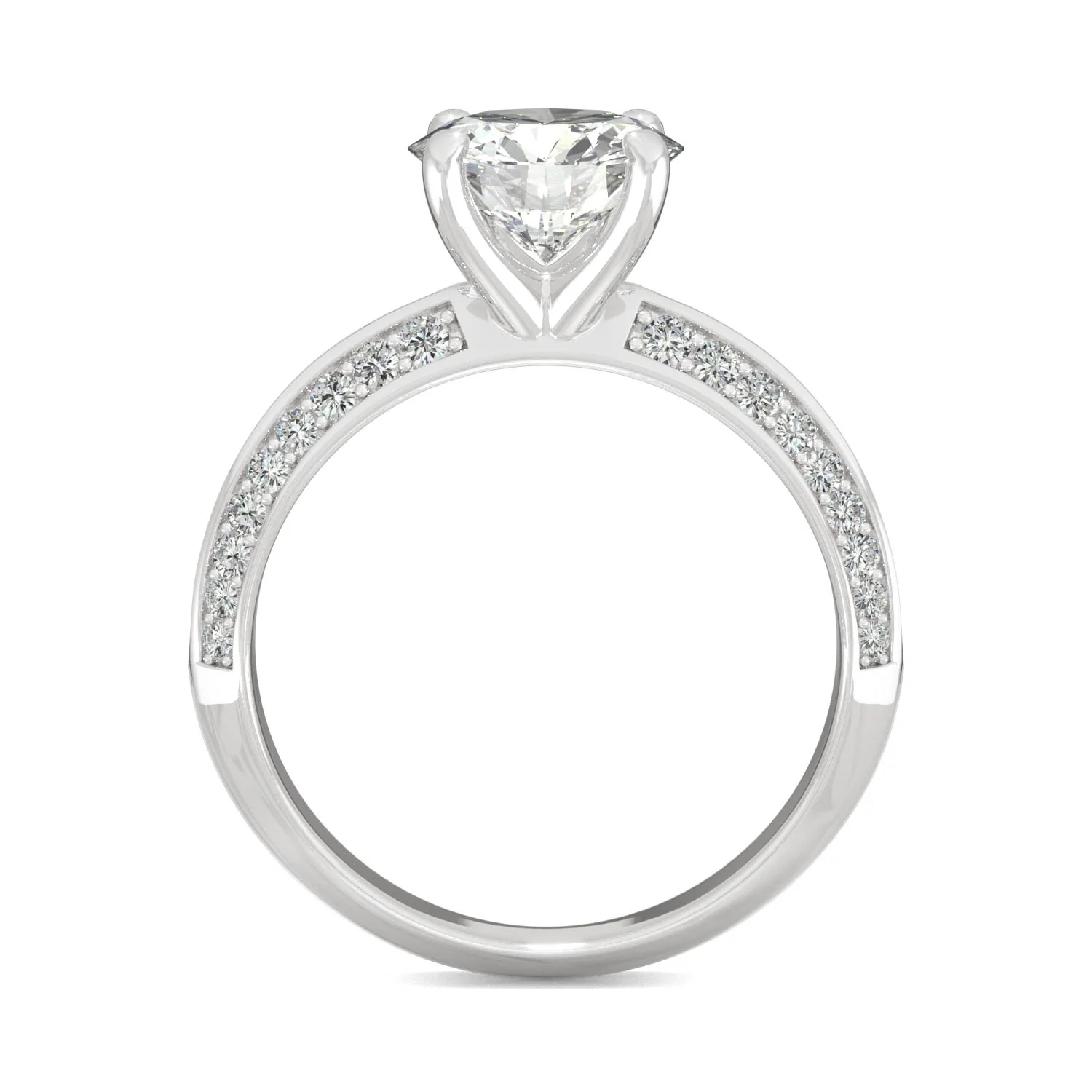 2.26 CTW DEW Round Moissanite Knife-Edge Engagement Ring in 14K White Gold - Image 3