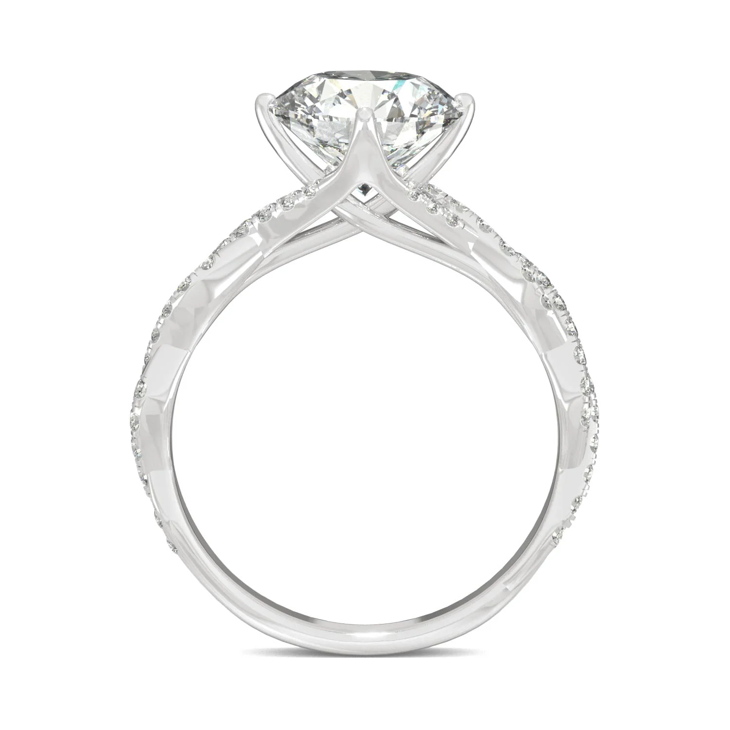 2.30 CTW DEW Round Moissanite Pave Ring in 14K White Gold - Image 3