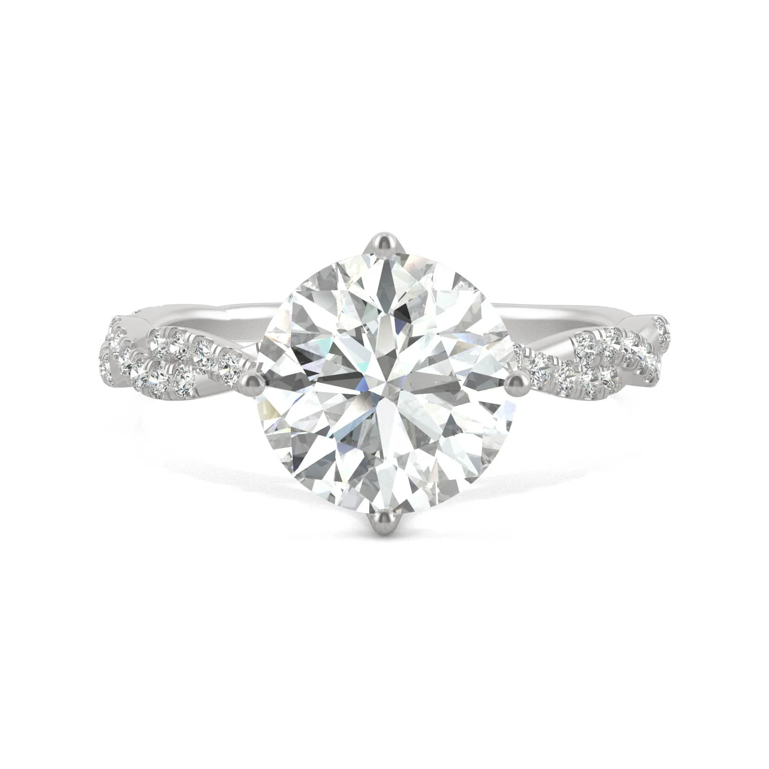 2.30 CTW DEW Round Moissanite Pave Ring in 14K White Gold - Image 4