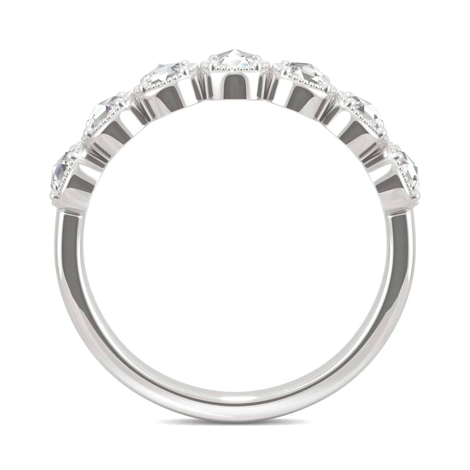 0.42 CTW DEW Rose-Cut Moissanite Seven-Stone Ring in 14K White Gold - Image 3