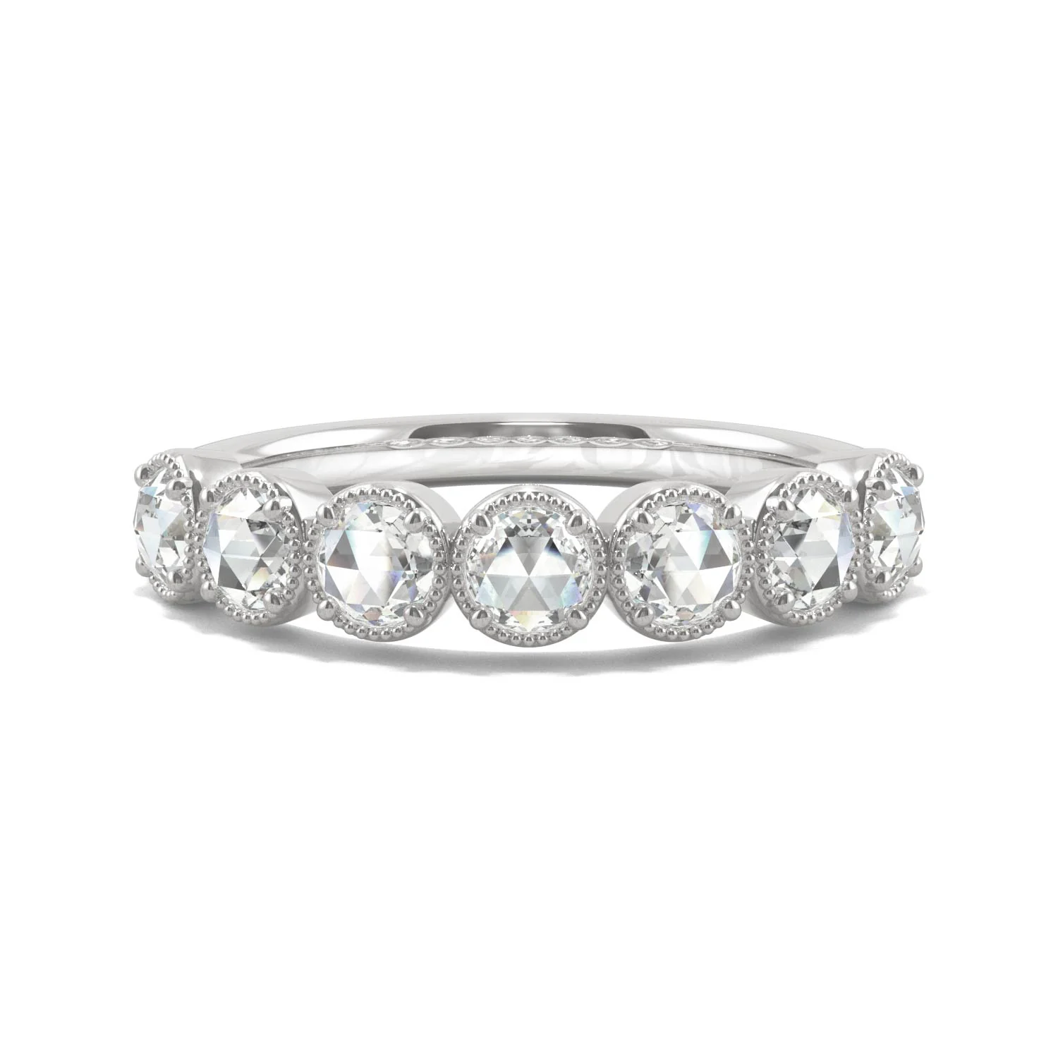 0.42 CTW DEW Rose-Cut Moissanite Seven-Stone Ring in 14K White Gold - Image 4