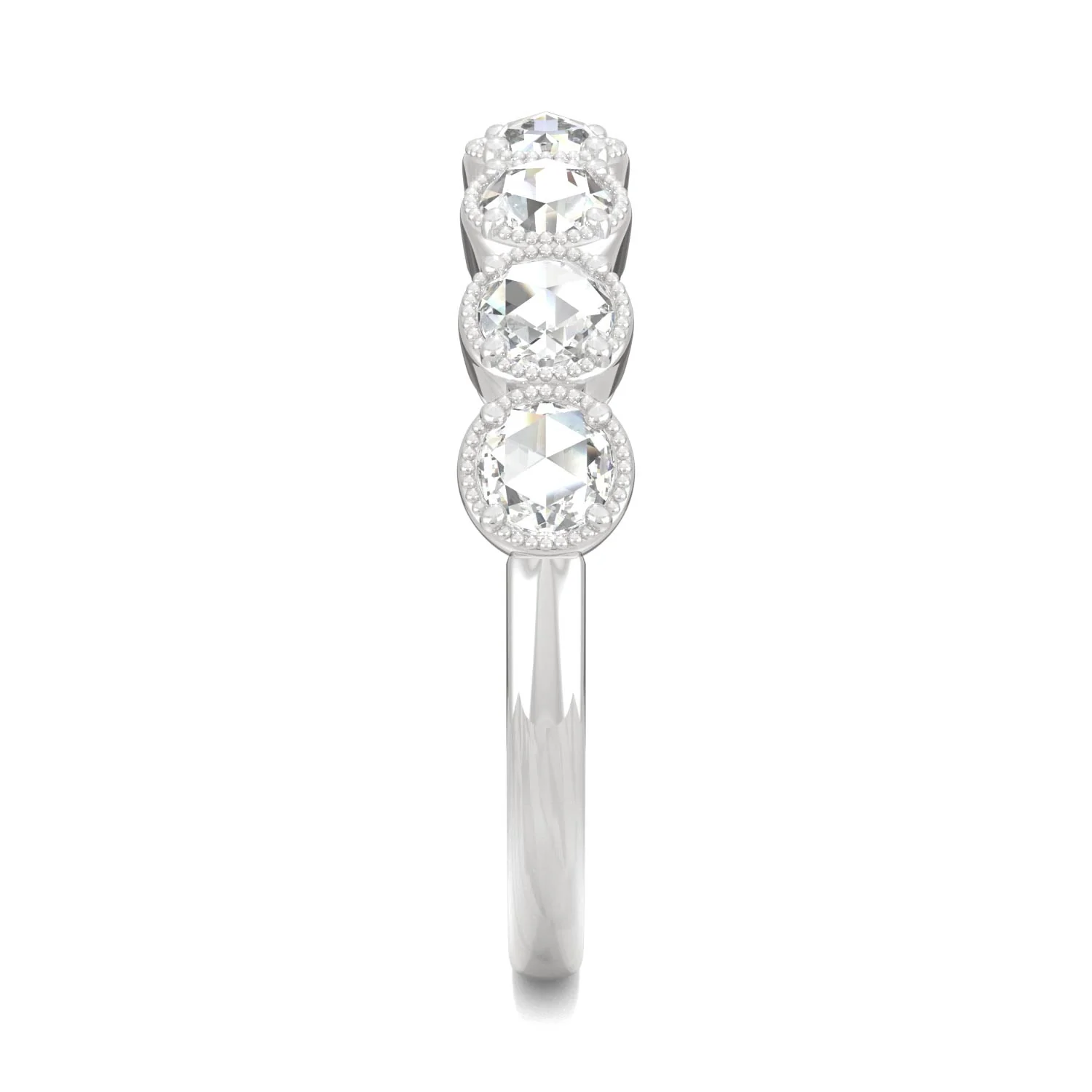 0.42 CTW DEW Rose-Cut Moissanite Seven-Stone Ring in 14K White Gold - Image 5
