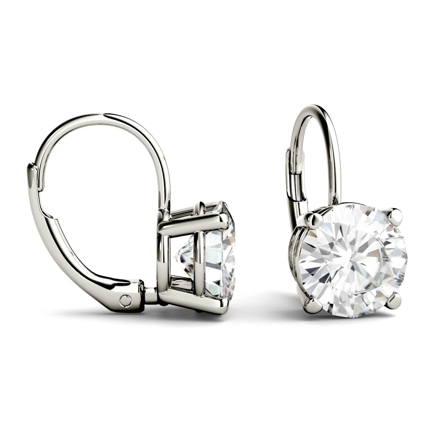 3.00 CTW DEW Round Moissanite Drop Earrings in 14K White Gold - Image 2