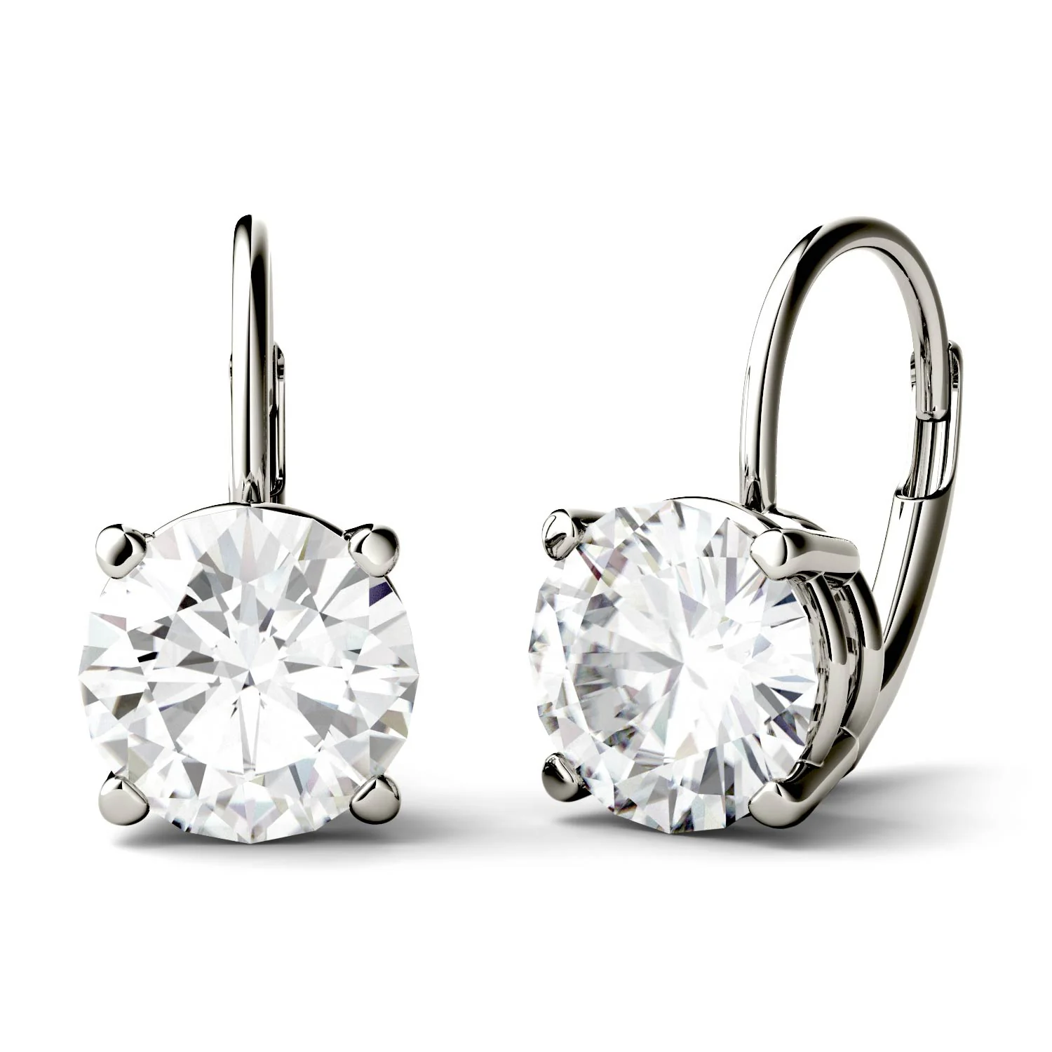 3.00 CTW DEW Round Moissanite Drop Earrings in 14K White Gold - Image 3