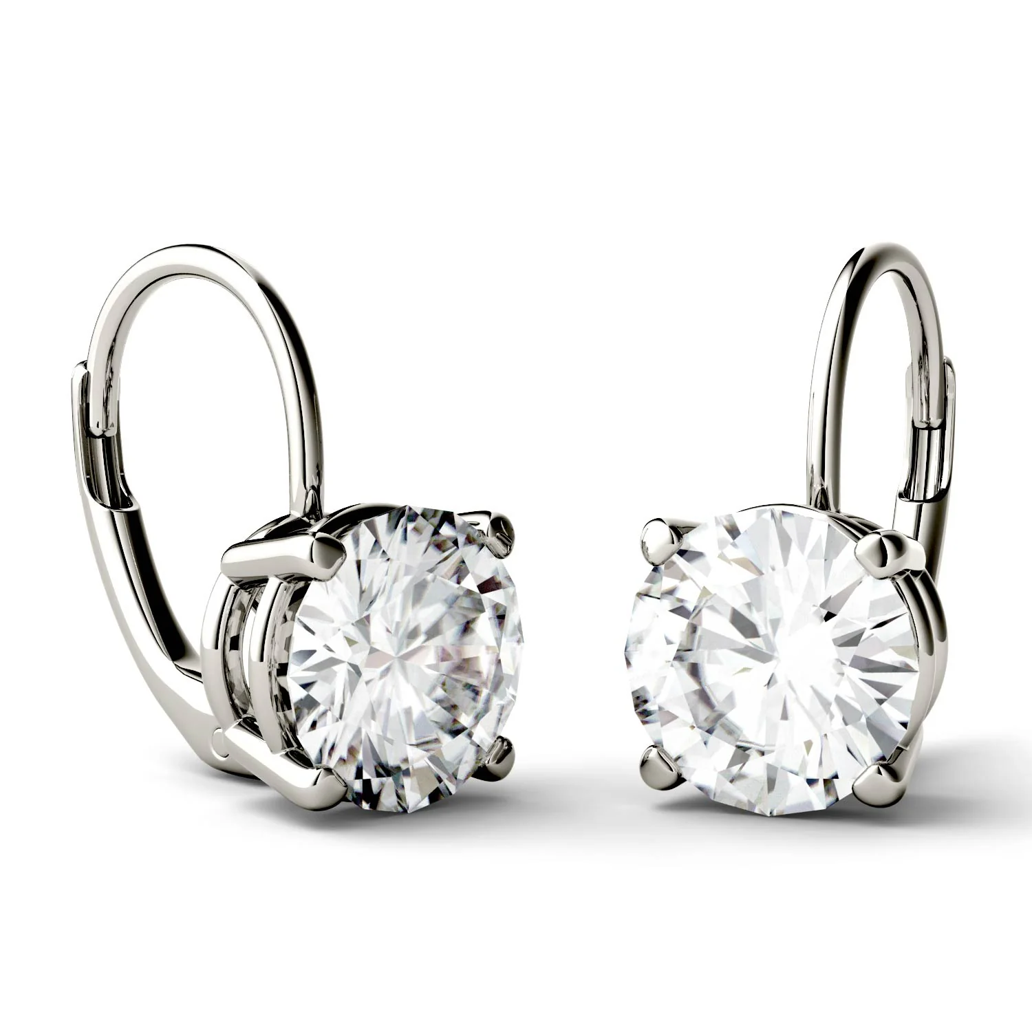 3.00 CTW DEW Round Moissanite Drop Earrings in 14K White Gold - Image 4