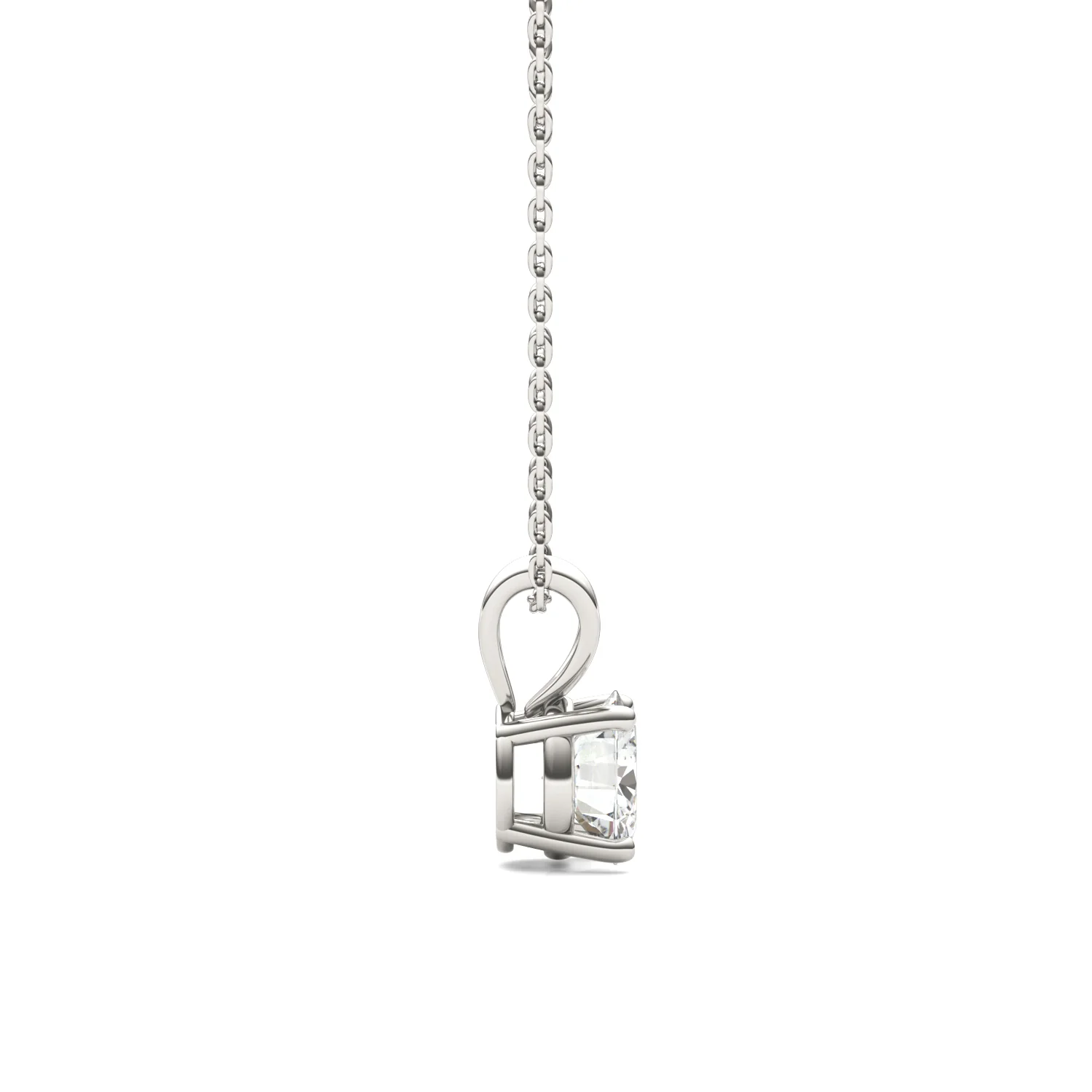 1.00 CTW DEW Round Moissanite Solitaire Pendant in 14K White Gold - Image 2