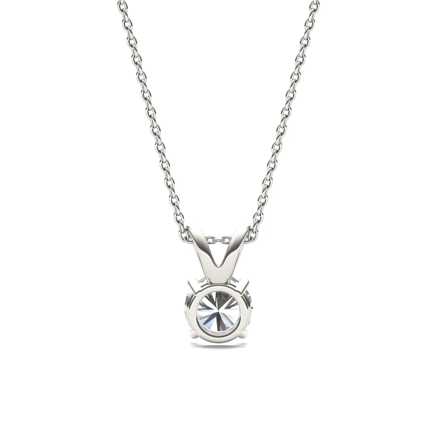 1.00 CTW DEW Round Moissanite Solitaire Pendant in 14K White Gold - Image 3