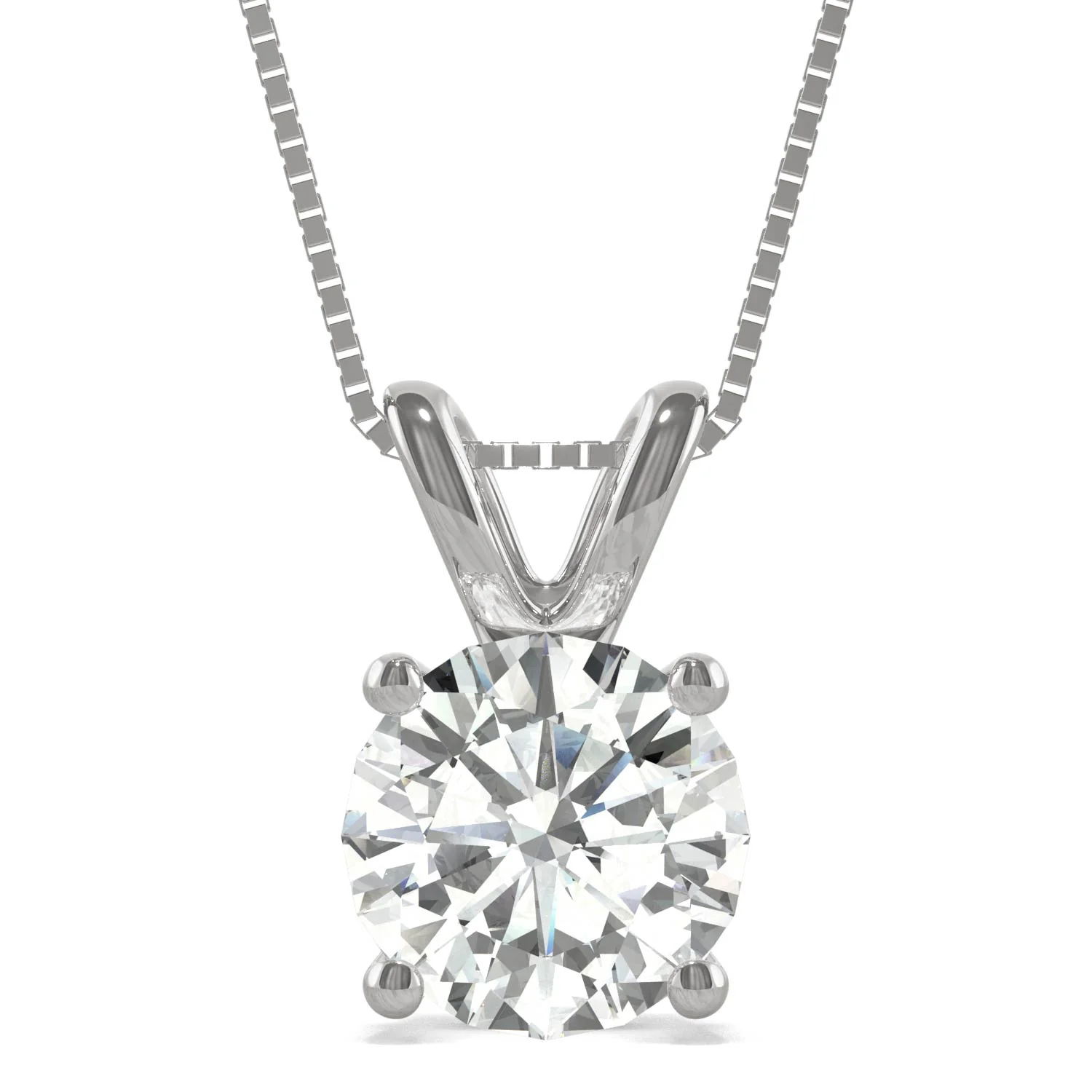 3.10 CTW DEW Round Moissanite Basket Pendant in 14K White Gold