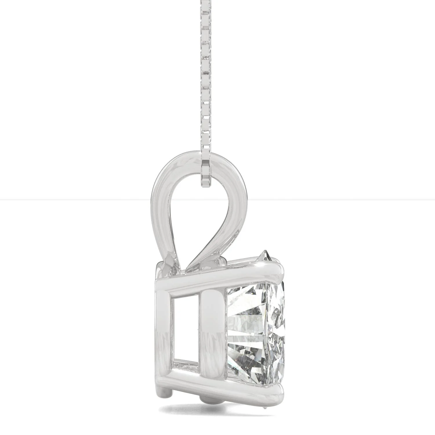 3.10 CTW DEW Round Moissanite Basket Pendant in 14K White Gold - Image 2
