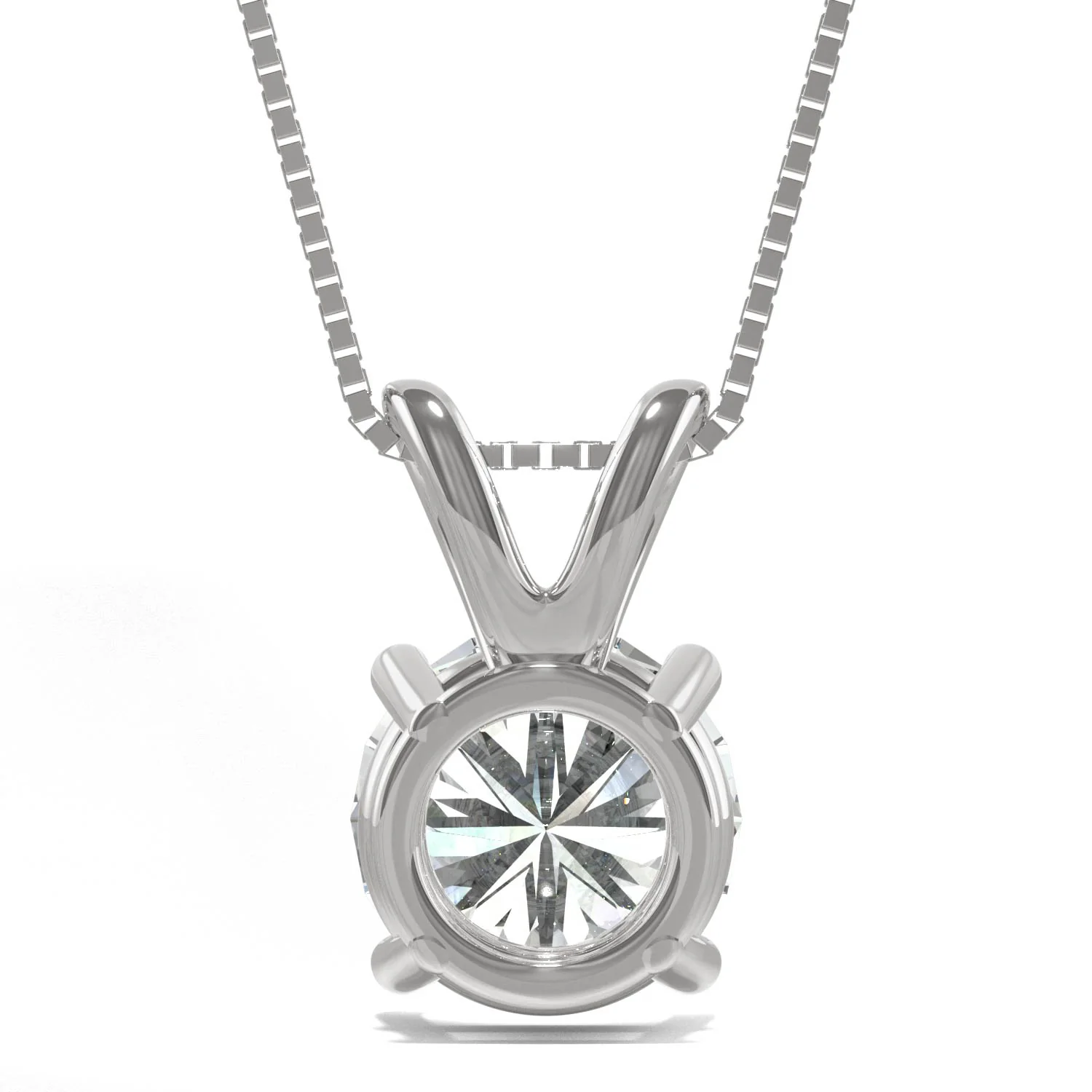 3.10 CTW DEW Round Moissanite Basket Pendant in 14K White Gold - Image 3