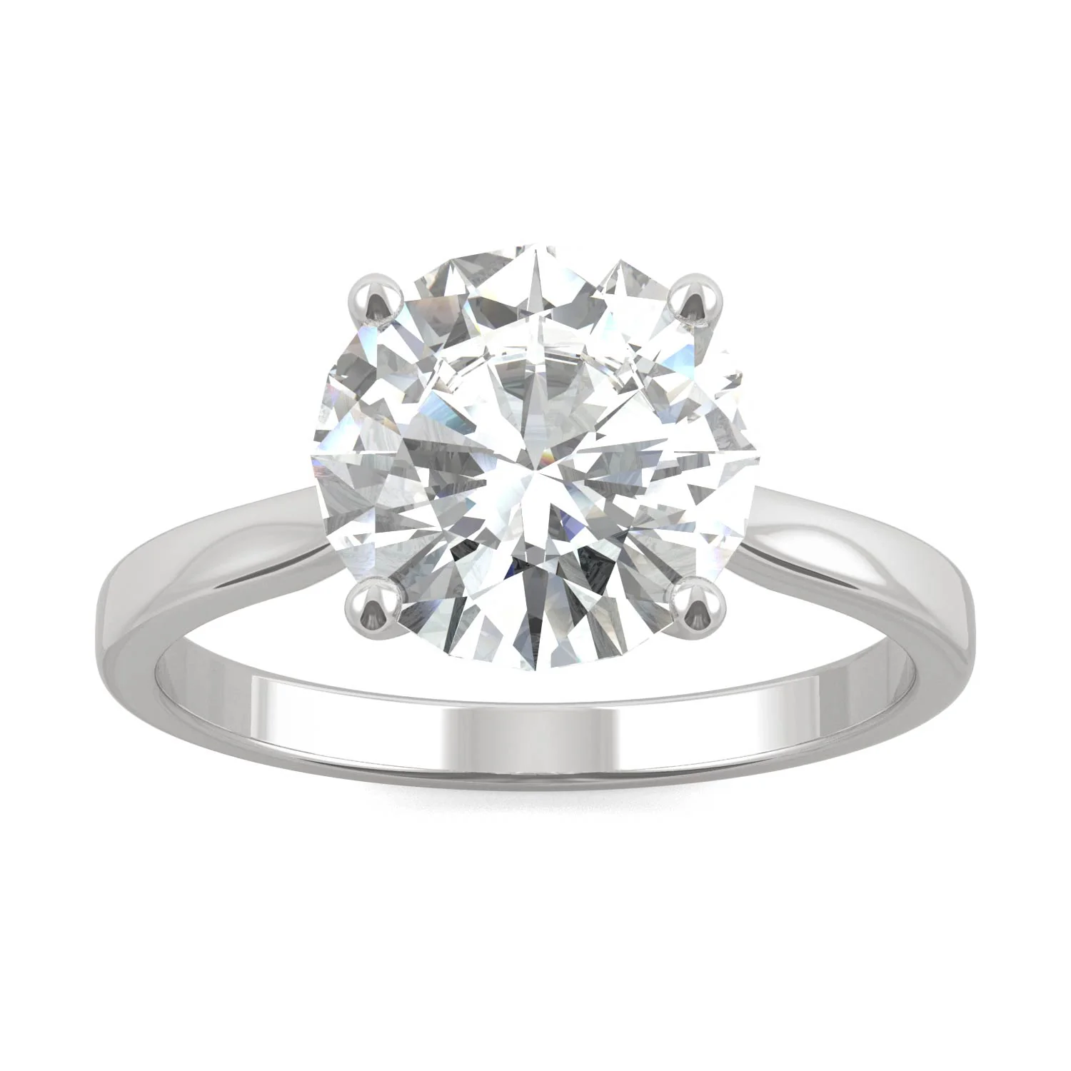 2.70 CTW DEW Round Moissanite Solitaire Ring in 14K White Gold