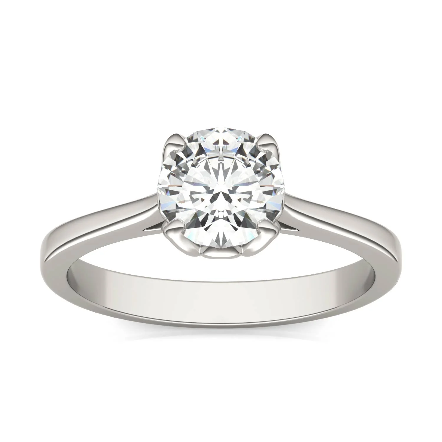 1.00 CTW DEW Round Moissanite Solitaire Engagement Ring in 14K White Gold
