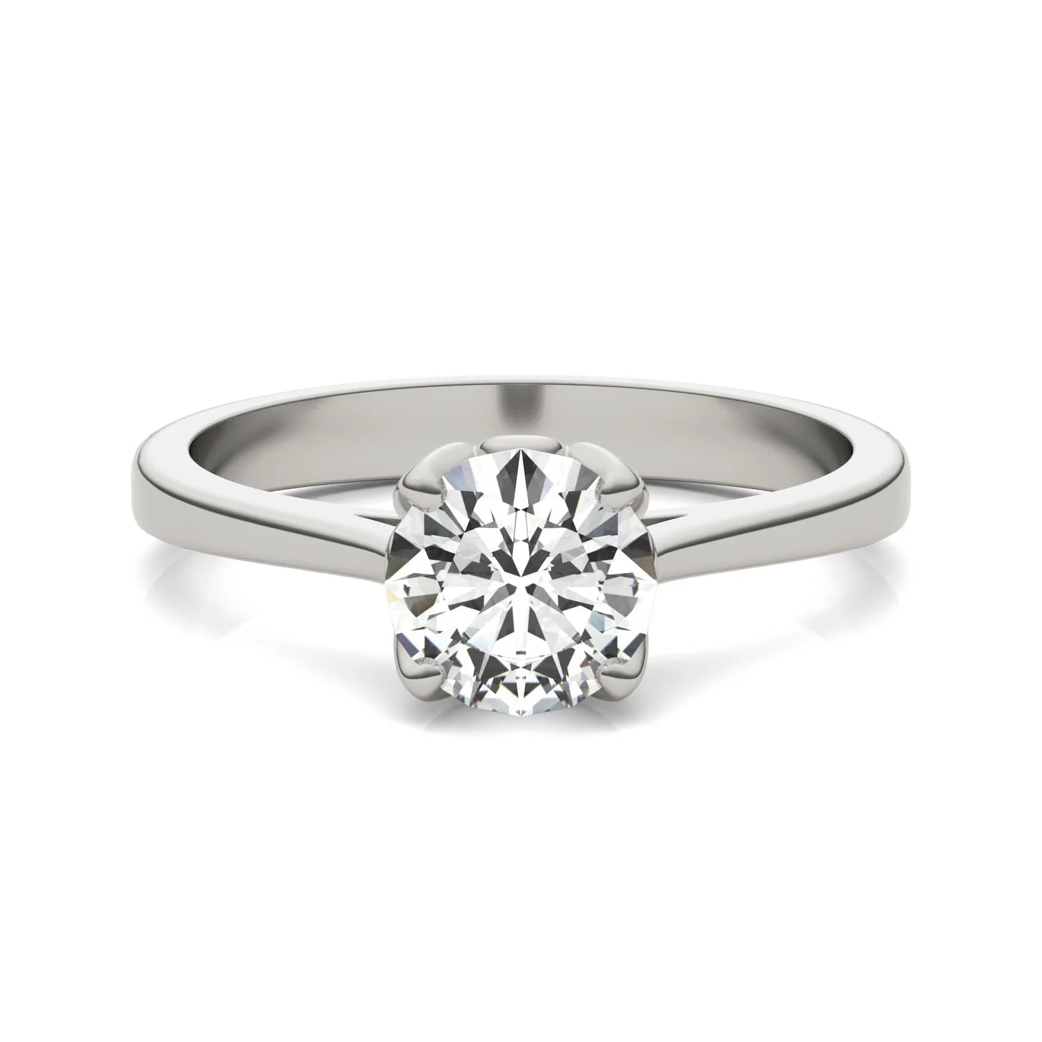 1.00 CTW DEW Round Moissanite Solitaire Engagement Ring in 14K White Gold - Image 4