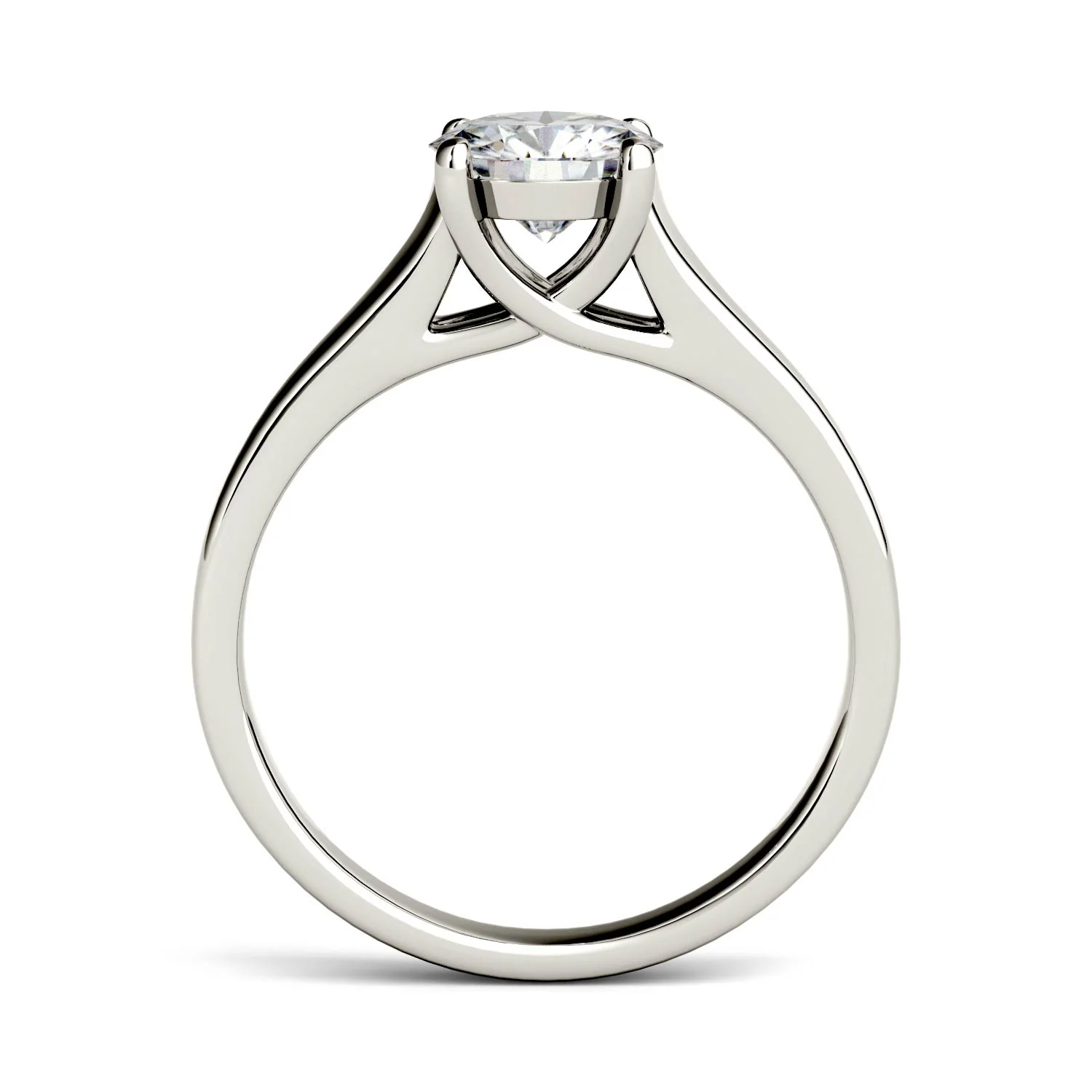1.00 CTW DEW Round Moissanite Trellis Solitaire Engagement Ring in 14K White Gold - Image 3