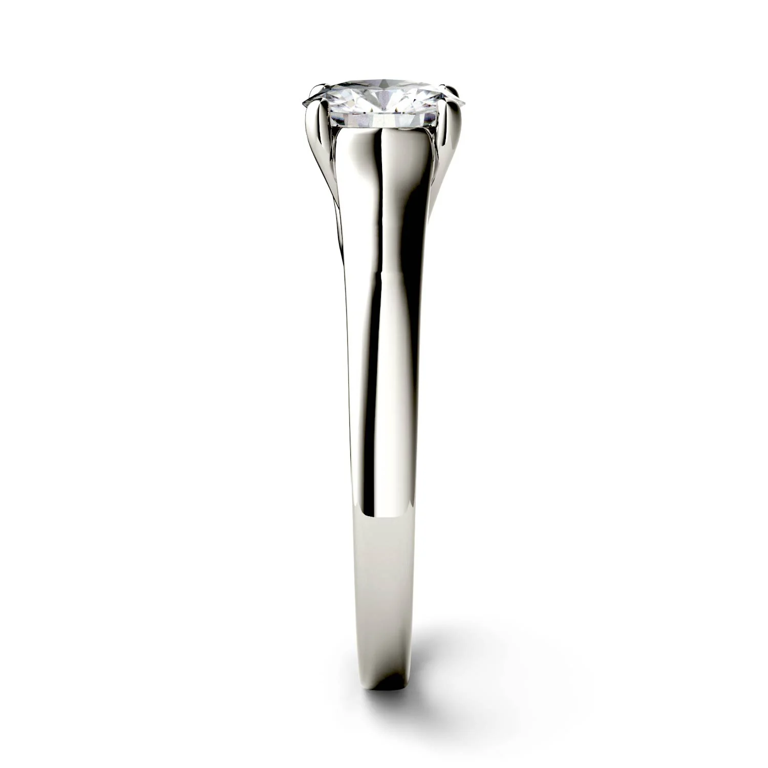1.00 CTW DEW Round Moissanite Trellis Solitaire Engagement Ring in 14K White Gold - Image 5
