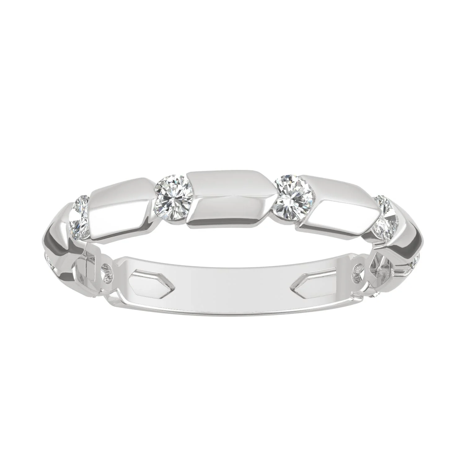 0.48 CTW DEW Round Moissanite Stackable Ring in 14K White Gold
