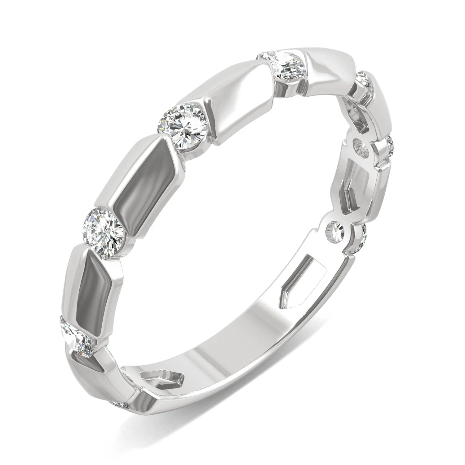 0.48 CTW DEW Round Moissanite Stackable Ring in 14K White Gold - Image 2