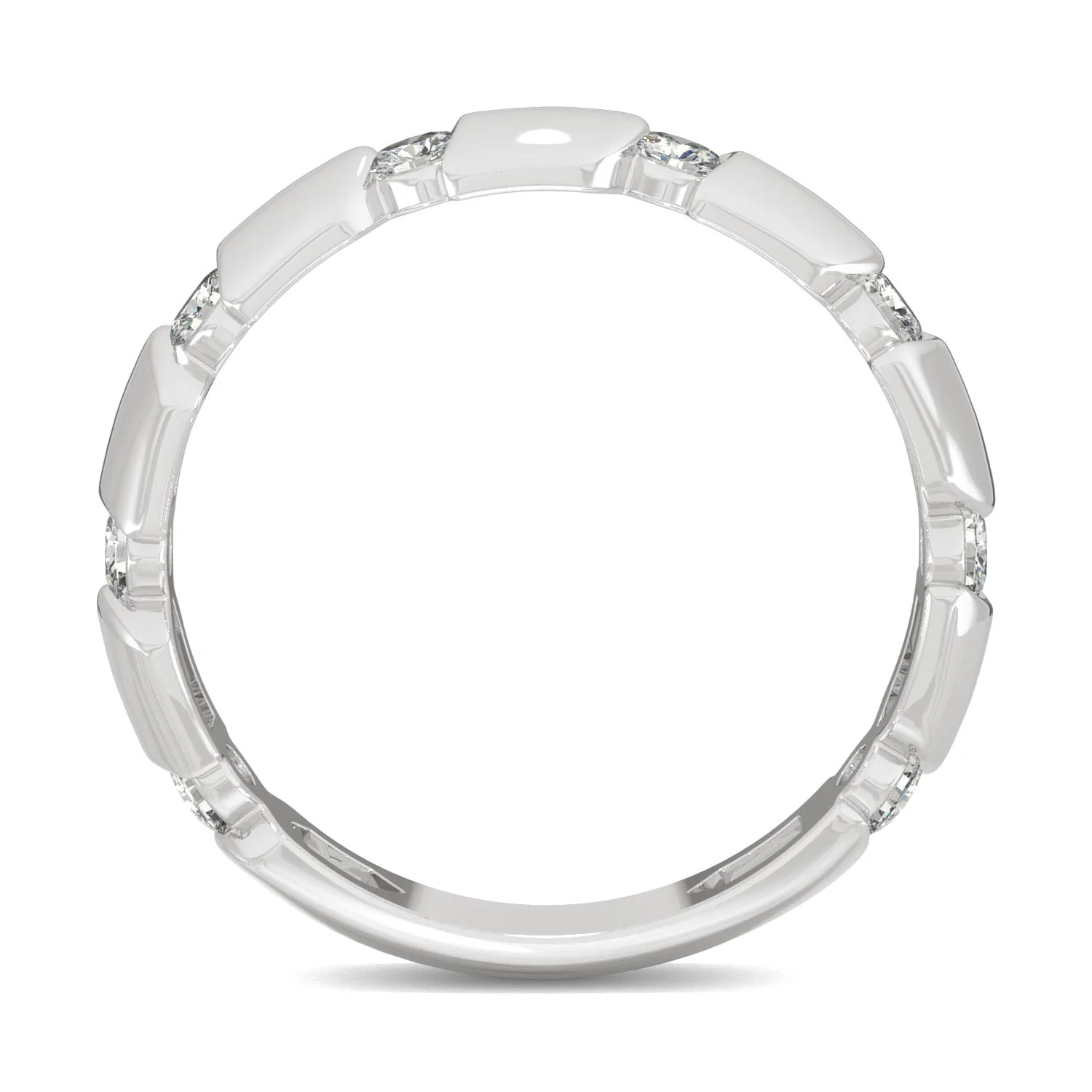 0.48 CTW DEW Round Moissanite Stackable Ring in 14K White Gold - Image 3
