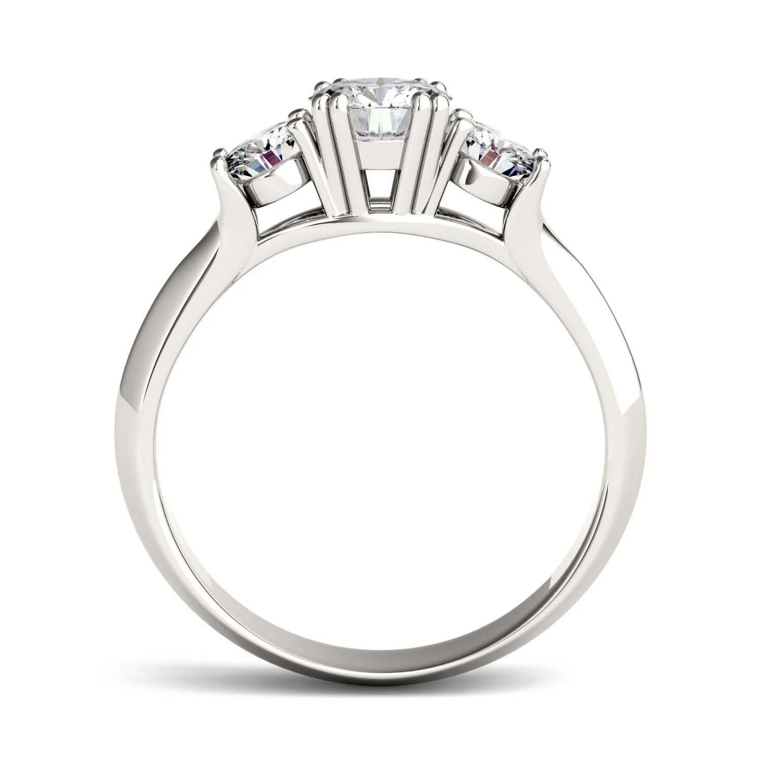 1.06 CTW DEW Round Moissanite Three-Stone Ring in 14K White Gold - Image 3