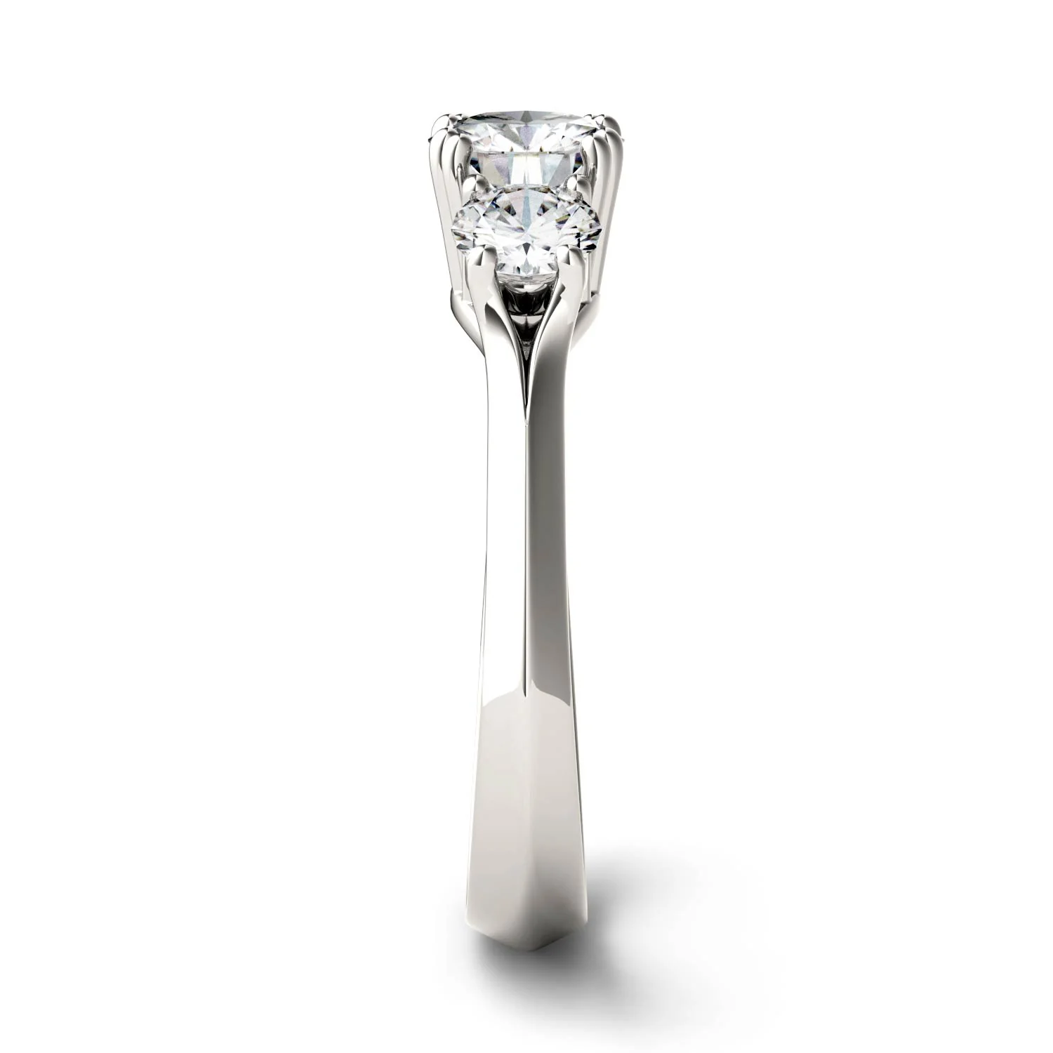 1.06 CTW DEW Round Moissanite Three-Stone Ring in 14K White Gold - Image 5