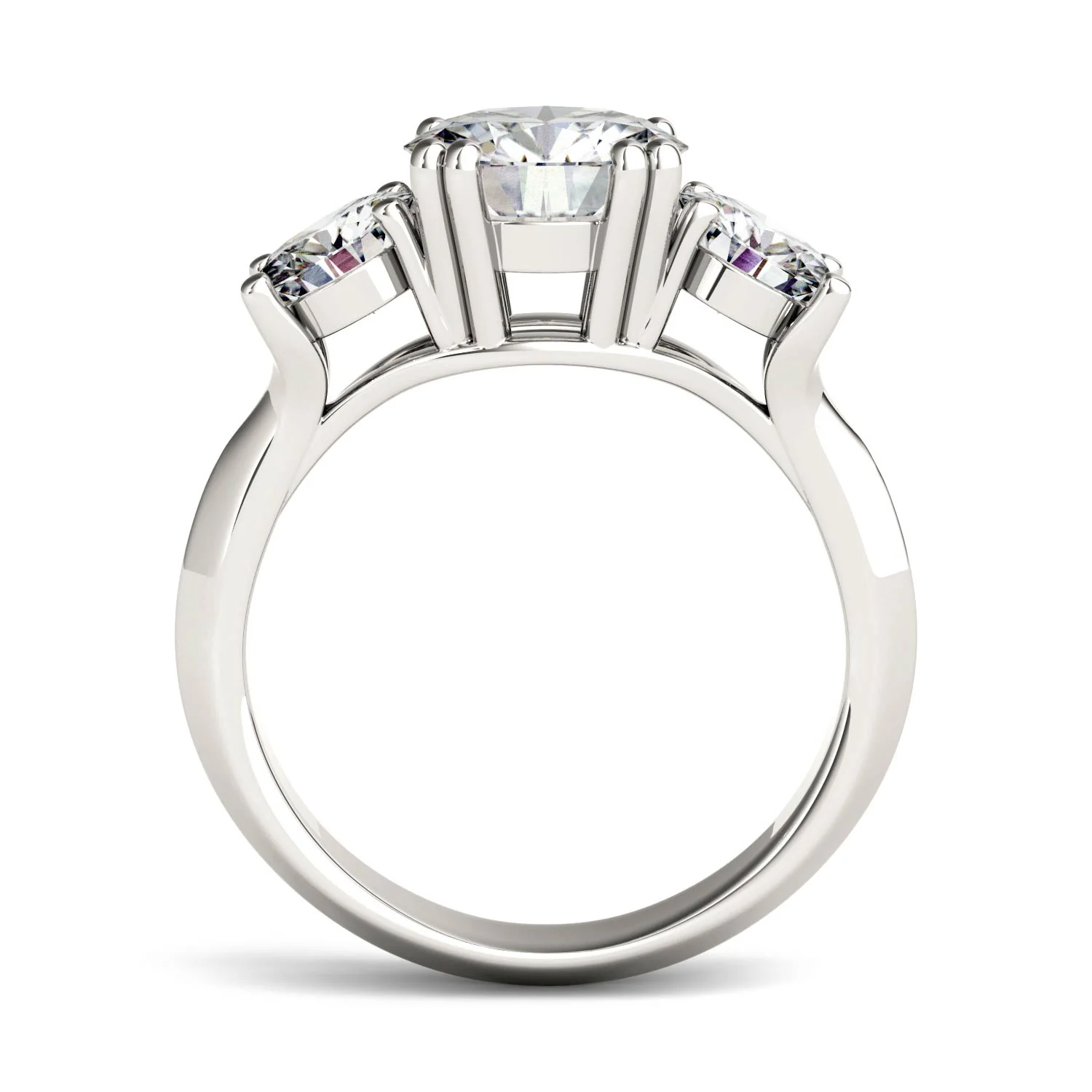 3.10 CTW DEW Round Moissanite Three-Stone Ring in 14K White Gold - Image 3