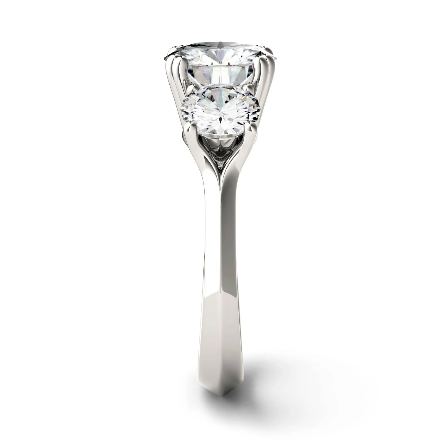 3.10 CTW DEW Round Moissanite Three-Stone Ring in 14K White Gold - Image 5