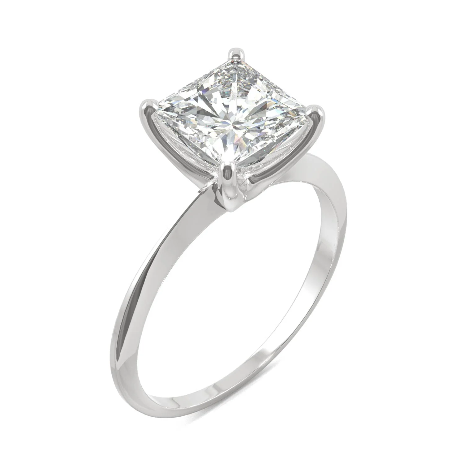 1.92 CTW DEW Princess Moissanite Solitaire Engagement Ring in 14K White Gold - Image 2