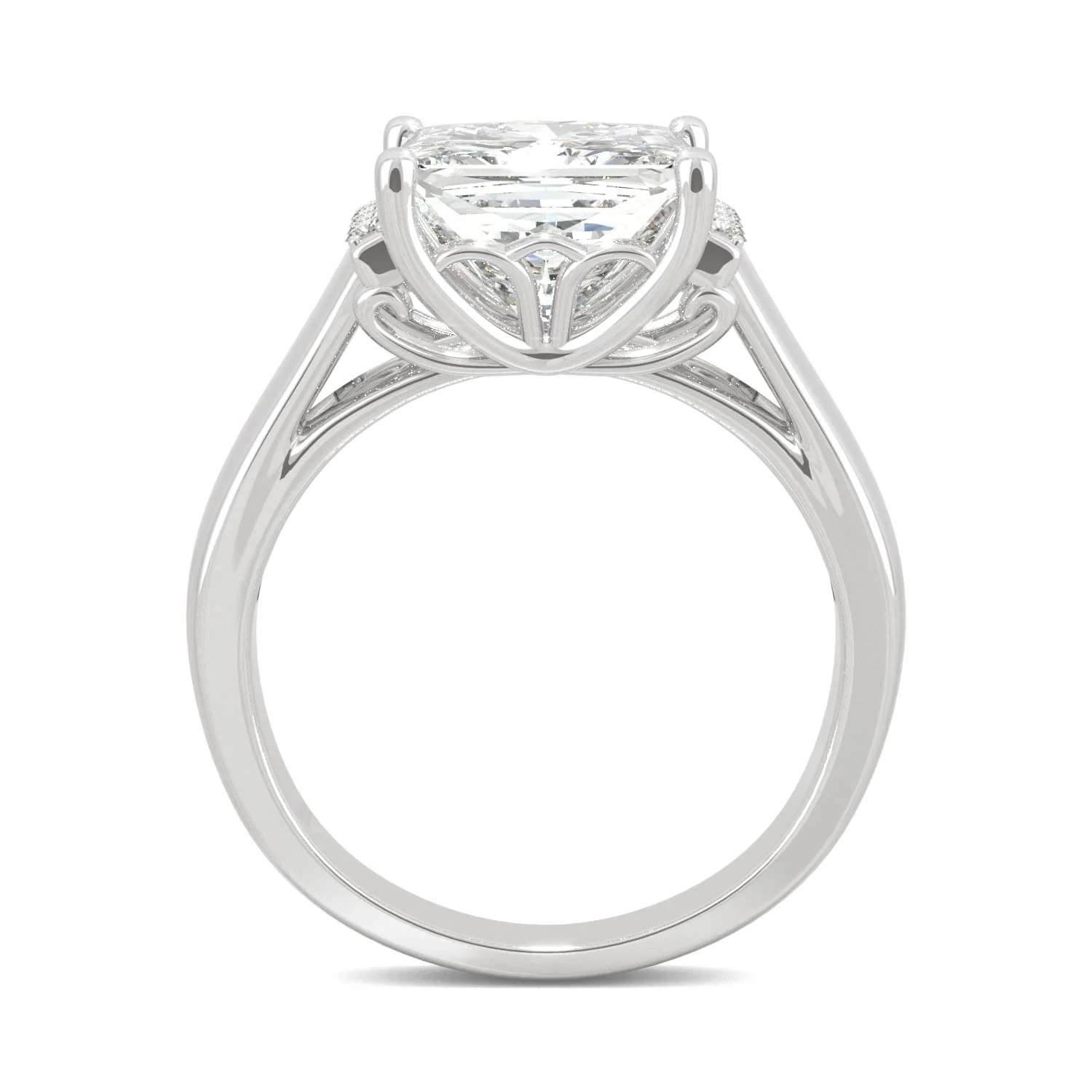 3.72 CTW DEW Square Moissanite Fashion Ring in 14K White Gold - Image 3