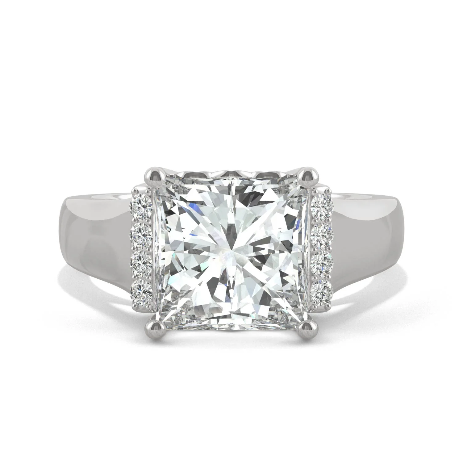 3.72 CTW DEW Square Moissanite Fashion Ring in 14K White Gold - Image 4