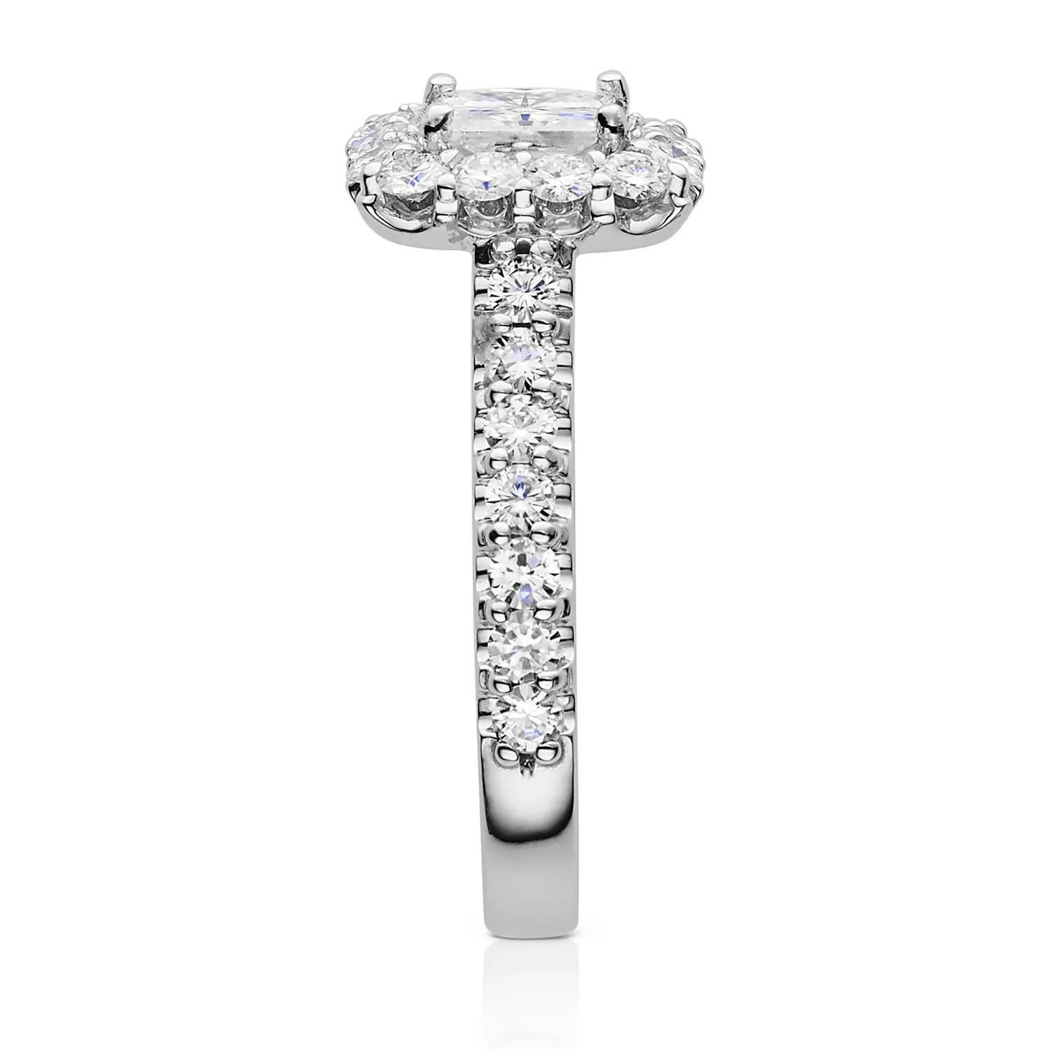 1.98 CTW DEW Square Moissanite Halo Ring in 14K White Gold - Image 4