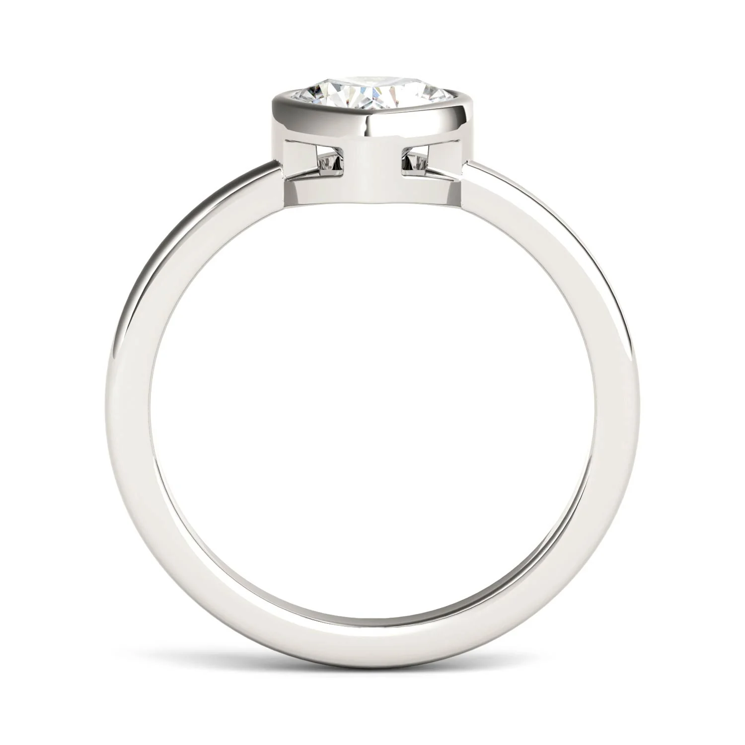 1.00 CTW DEW Heart Moissanite Bezel Solitaire Engagement Ring in 14K White Gold - Image 4
