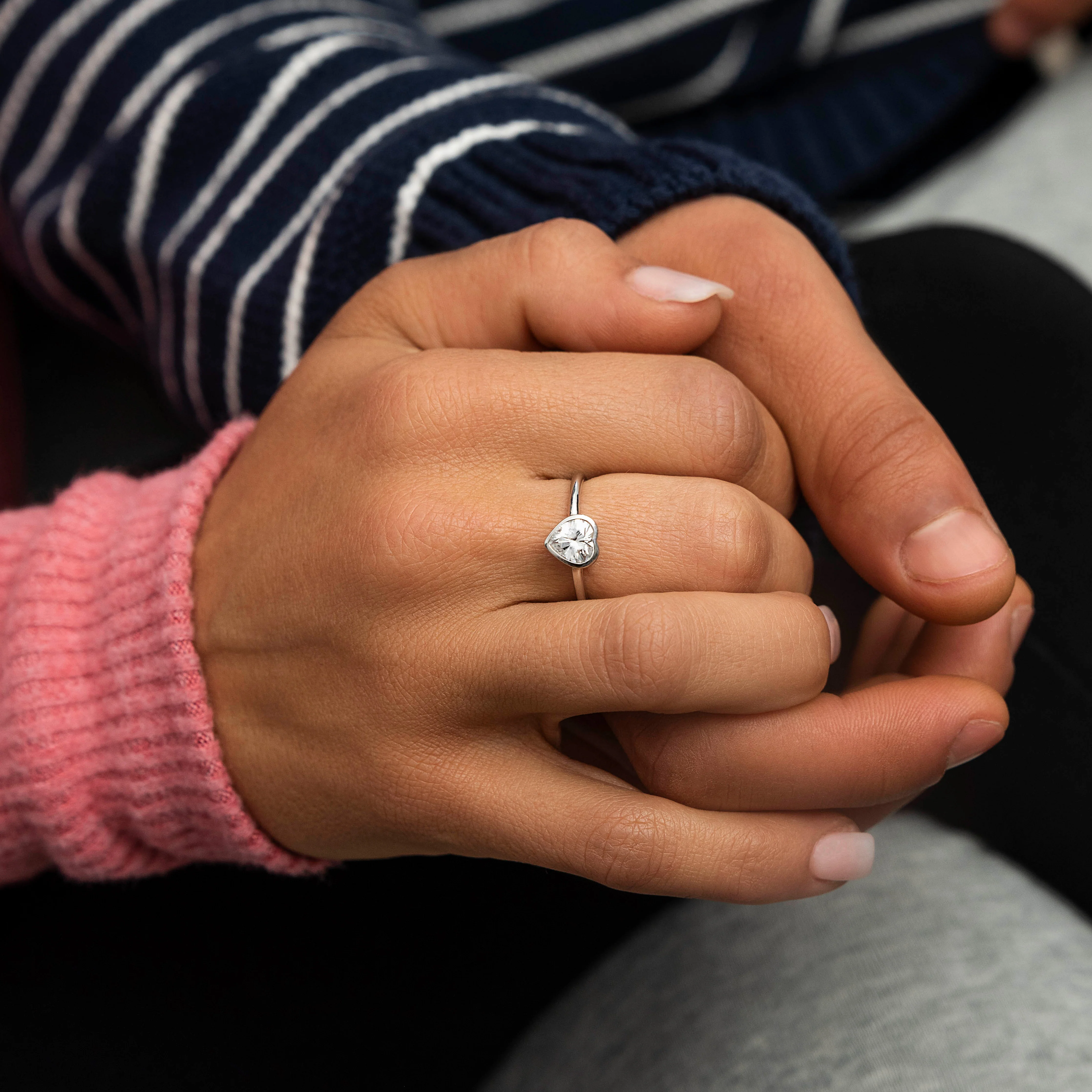 1.00 CTW DEW Heart Moissanite Bezel Solitaire Engagement Ring in 14K White Gold - Image 6