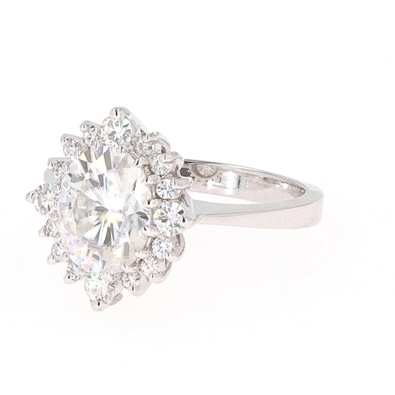 2.42 CTW DEW Oval Moissanite Halo Engagement Ring in 14K White Gold - Image 2