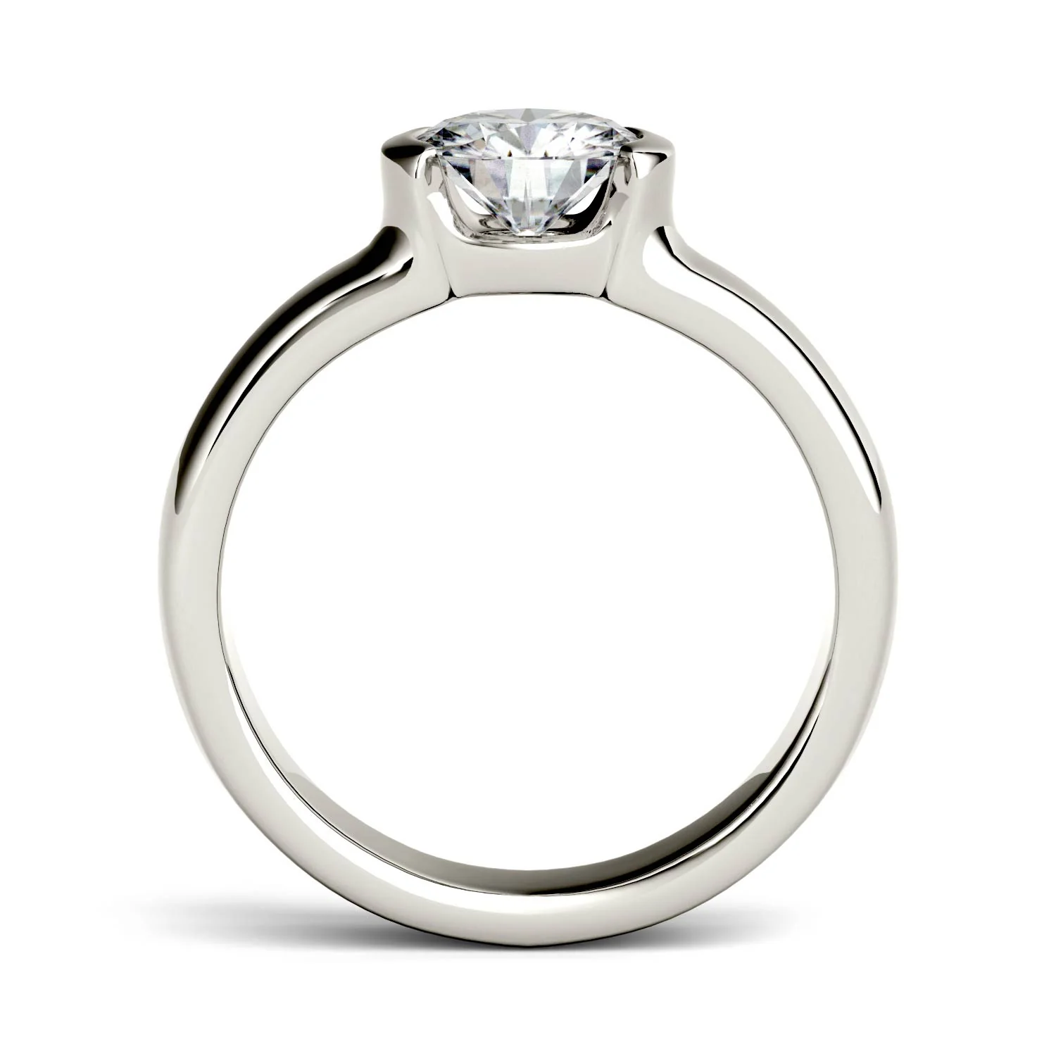 1.00 CTW DEW Round Moissanite Engagement Ring in 14K White Gold - Image 3