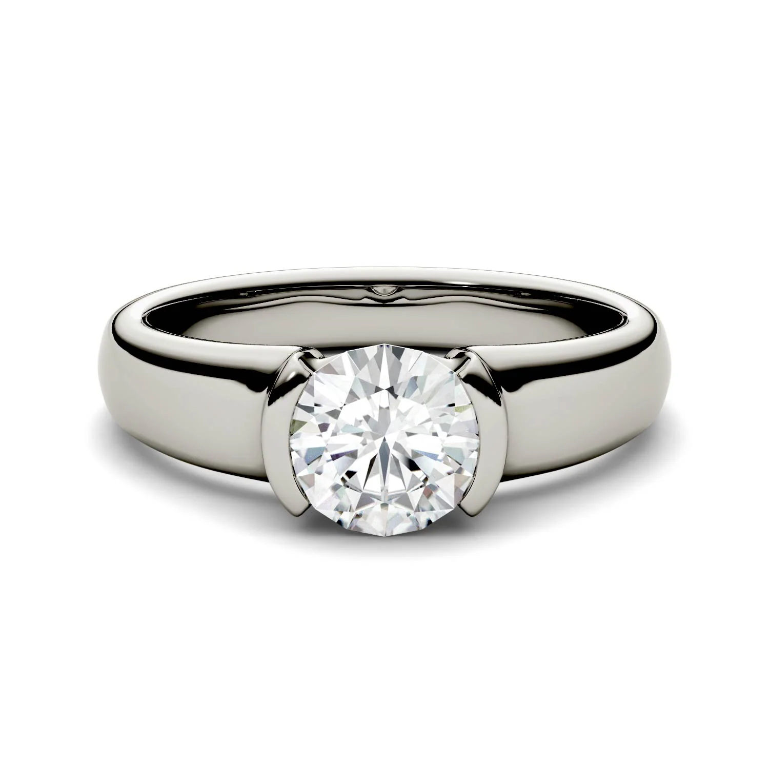1.00 CTW DEW Round Moissanite Engagement Ring in 14K White Gold - Image 4