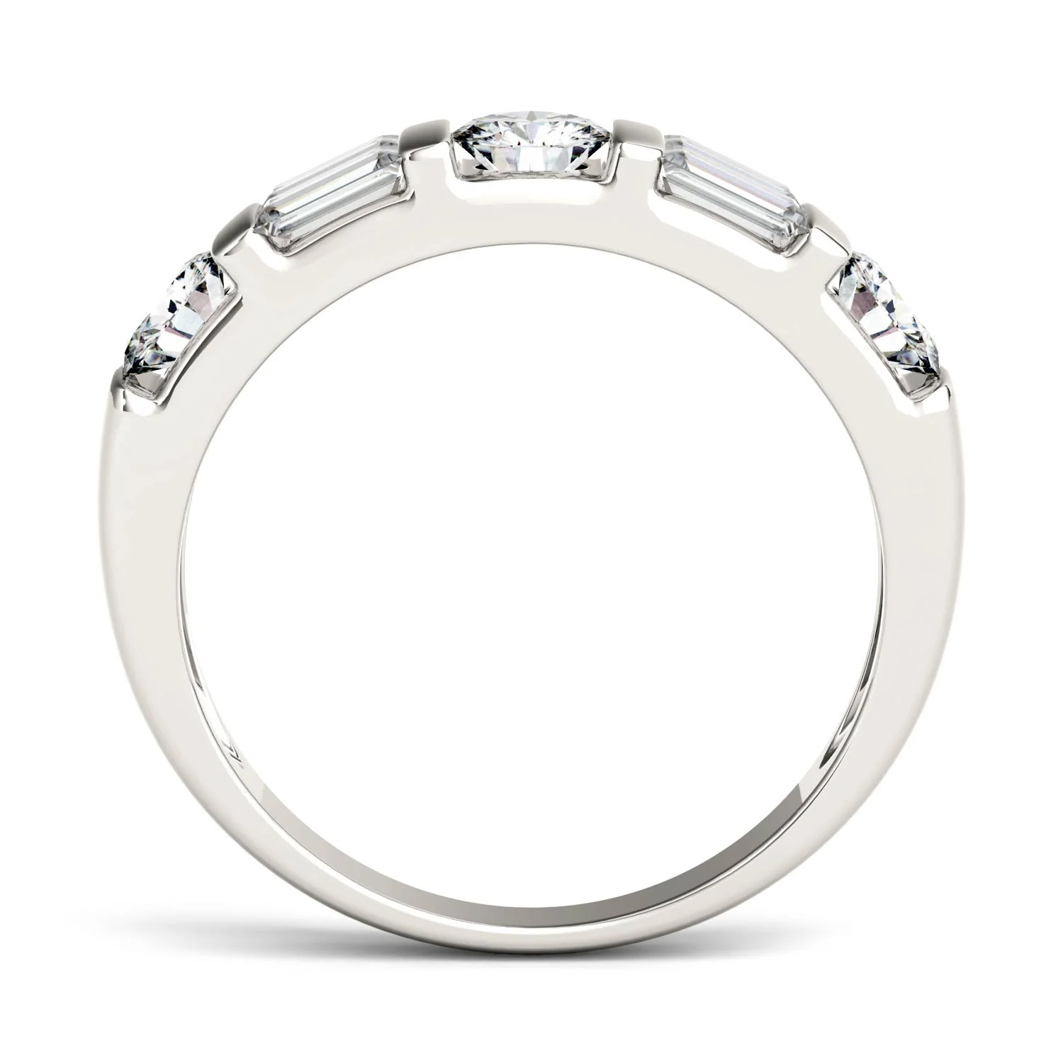 1.15 CTW DEW Straight Baguette Moissanite Double-Row Band in 14K White Gold - Image 3