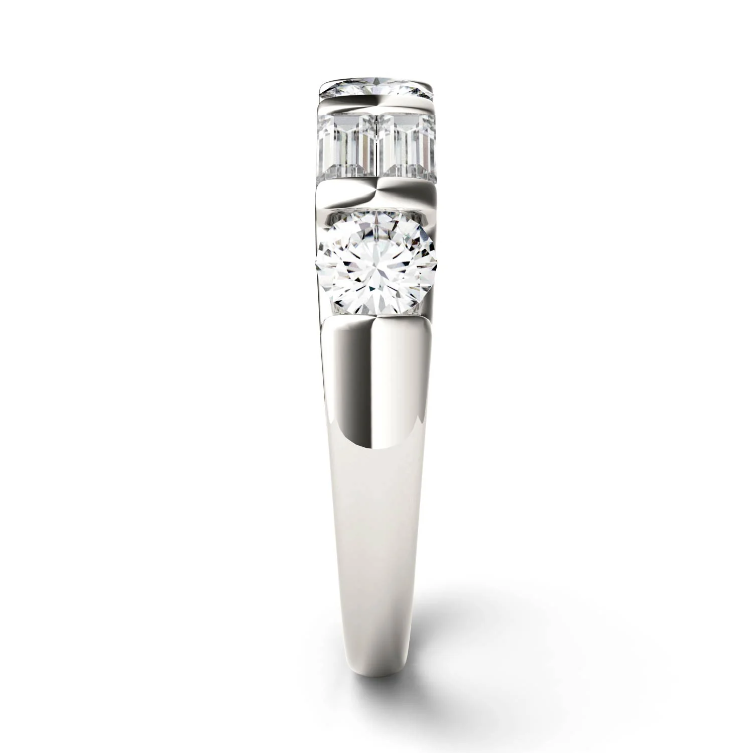 1.15 CTW DEW Straight Baguette Moissanite Double-Row Band in 14K White Gold - Image 5