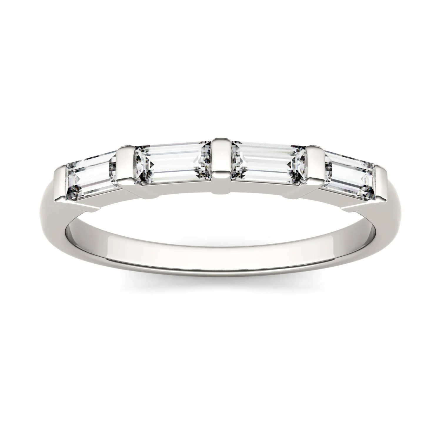 0.46 CTW DEW Straight Baguette Moissanite Stackable Ring in 14K White Gold