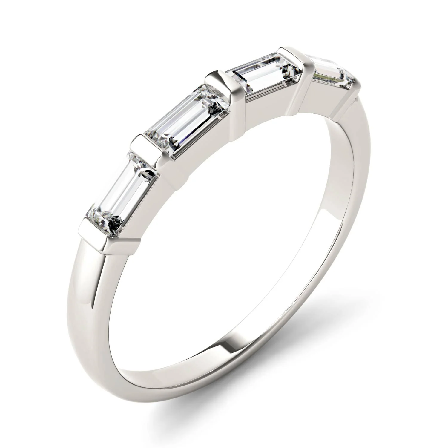 0.46 CTW DEW Straight Baguette Moissanite Stackable Ring in 14K White Gold - Image 2