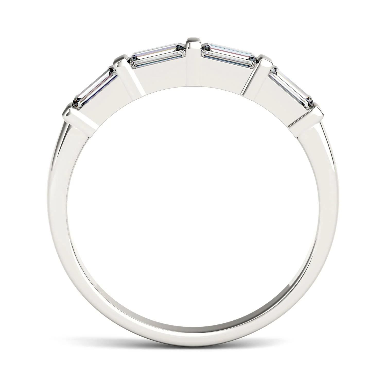 0.46 CTW DEW Straight Baguette Moissanite Stackable Ring in 14K White Gold - Image 3
