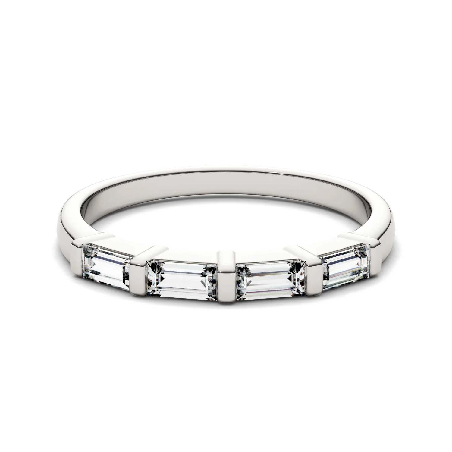 0.46 CTW DEW Straight Baguette Moissanite Stackable Ring in 14K White Gold - Image 4