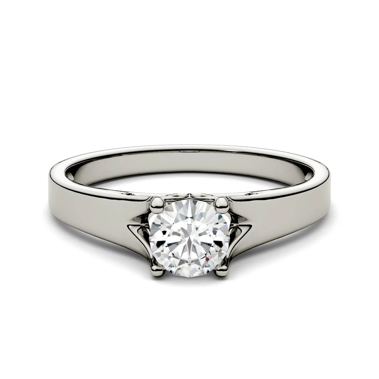 0.50 CTW DEW Round Moissanite Trellis Solitaire Engagement Ring in 14K White Gold - Image 2