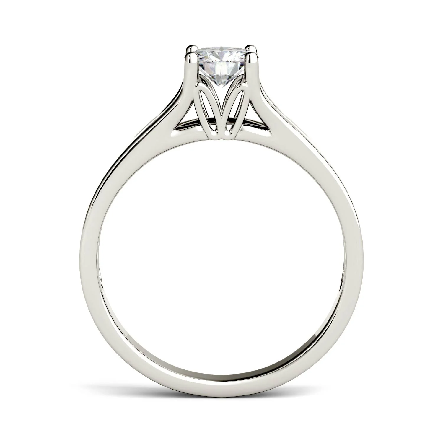 0.50 CTW DEW Round Moissanite Trellis Solitaire Engagement Ring in 14K White Gold - Image 4