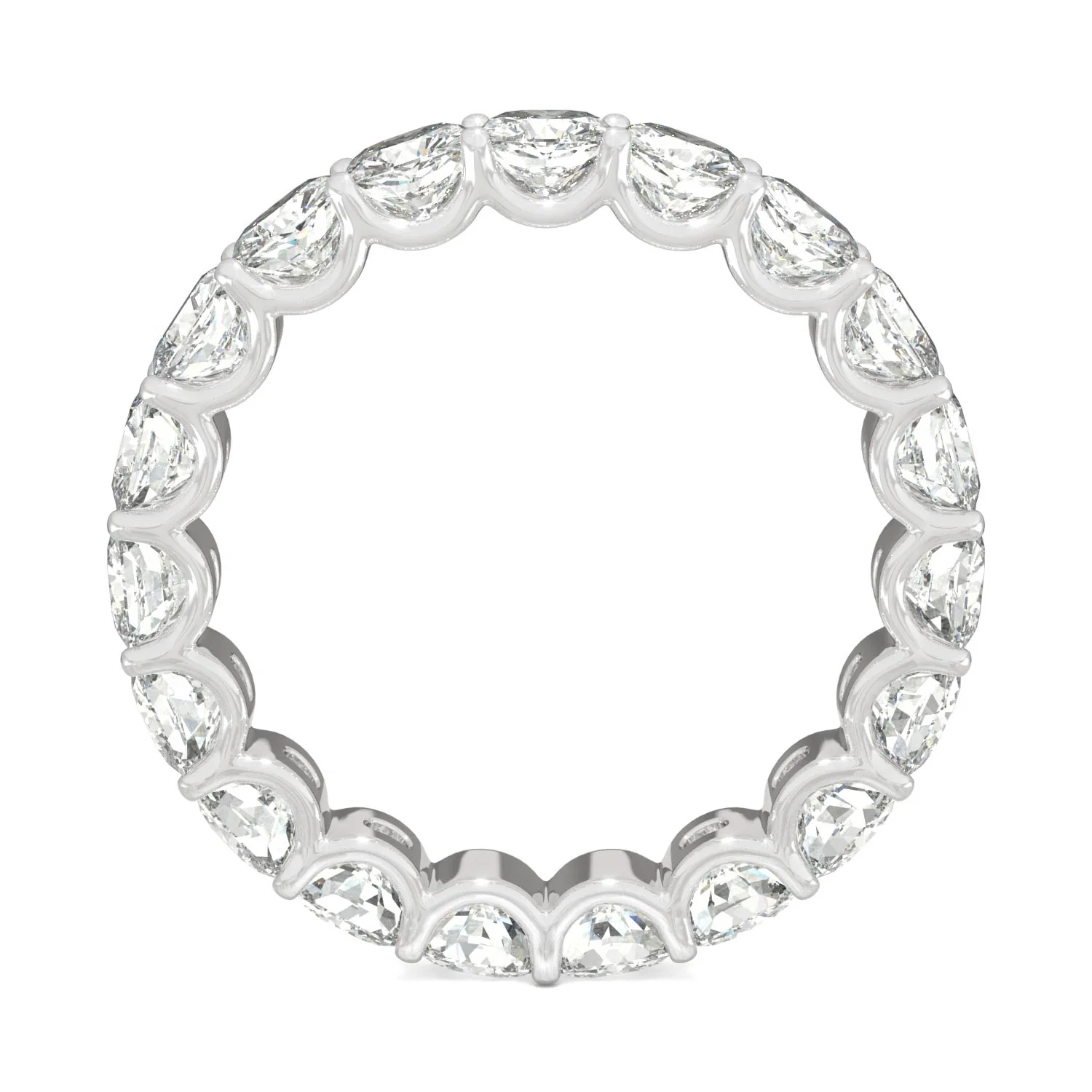 4.18 CTW DEW Cushion Moissanite Eternity Ring in 14K White Gold - Image 3